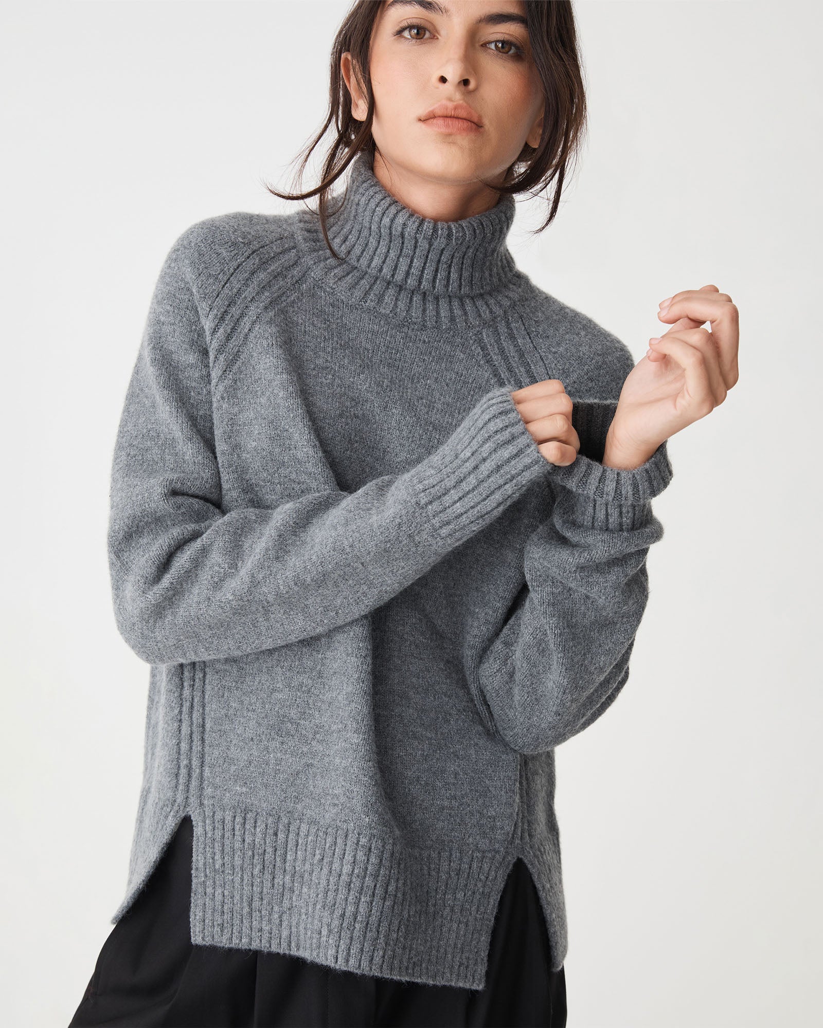 Jada Notch Hem Turtleneck Knit