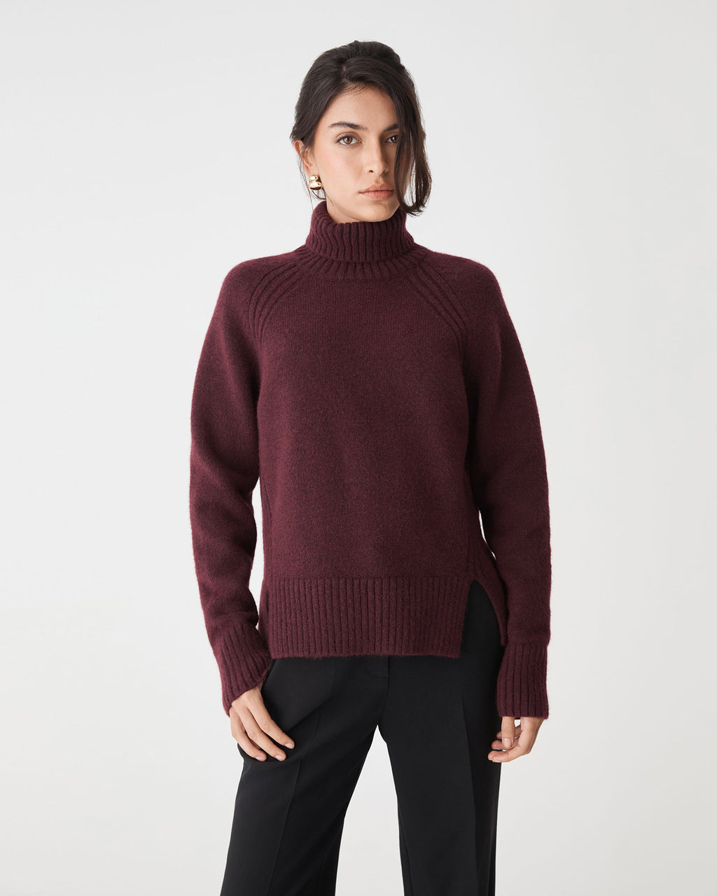 Jada Notch Hem Turtleneck Knit