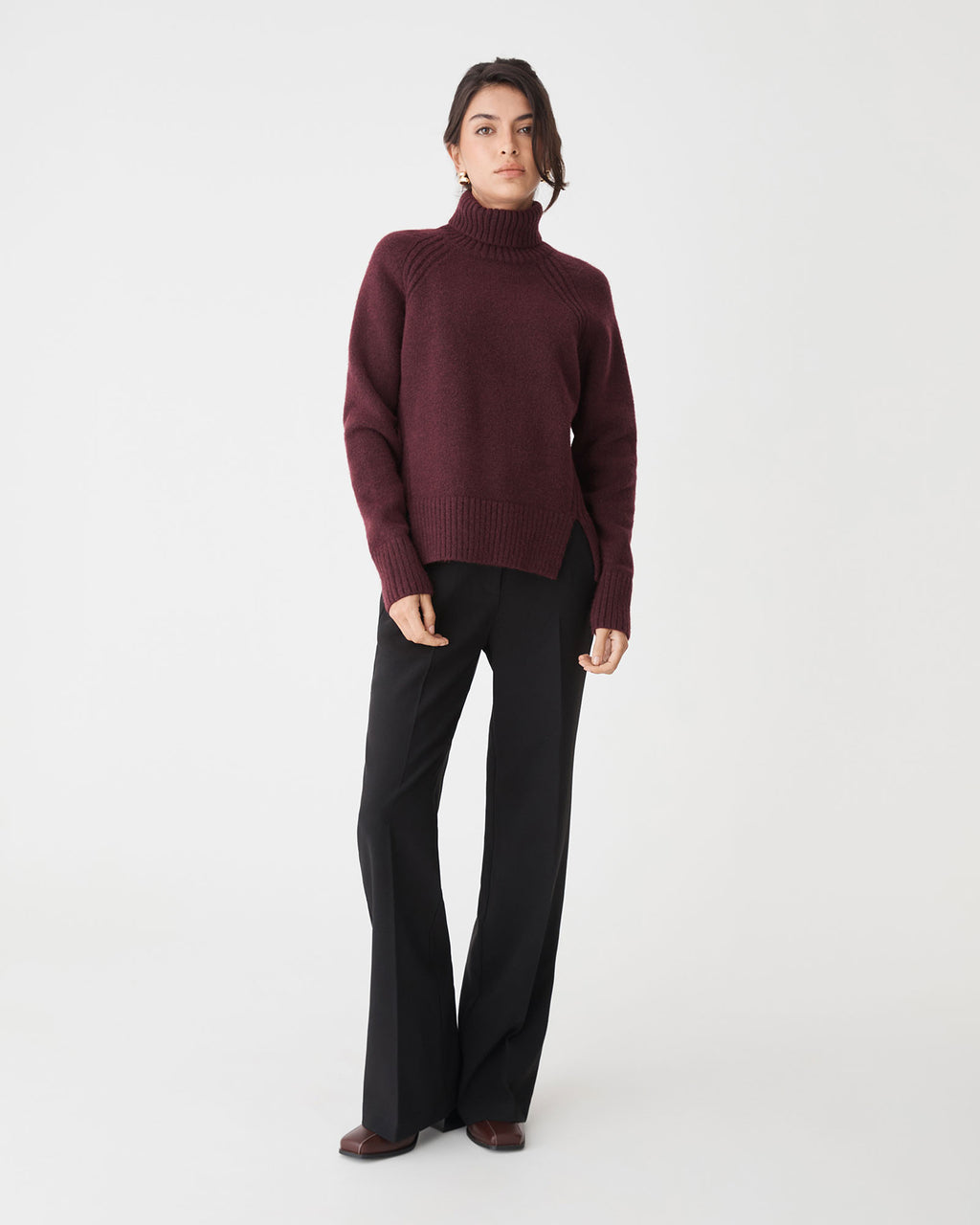 Jada Notch Hem Turtleneck Knit