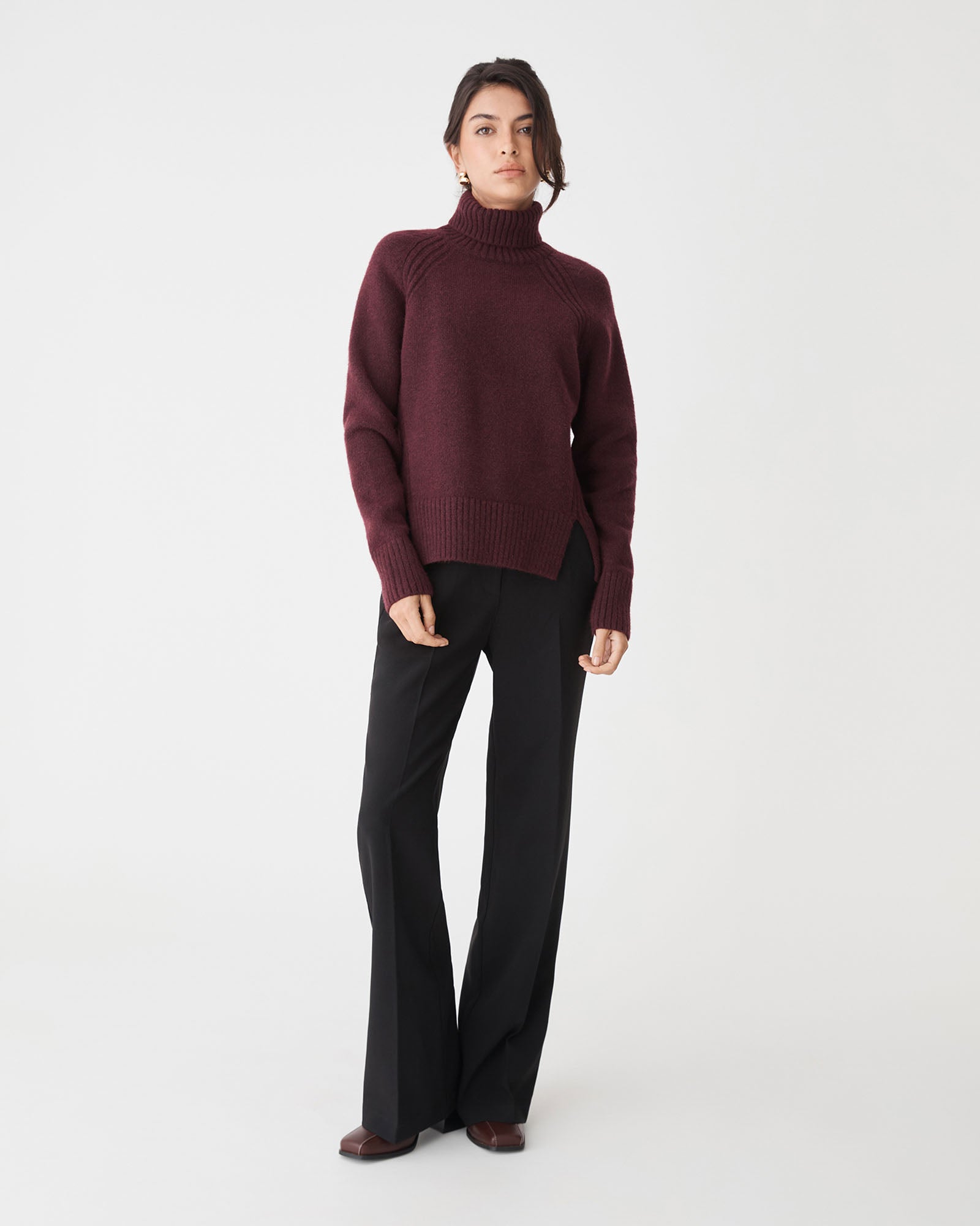 Jada Notch Hem Turtleneck Knit