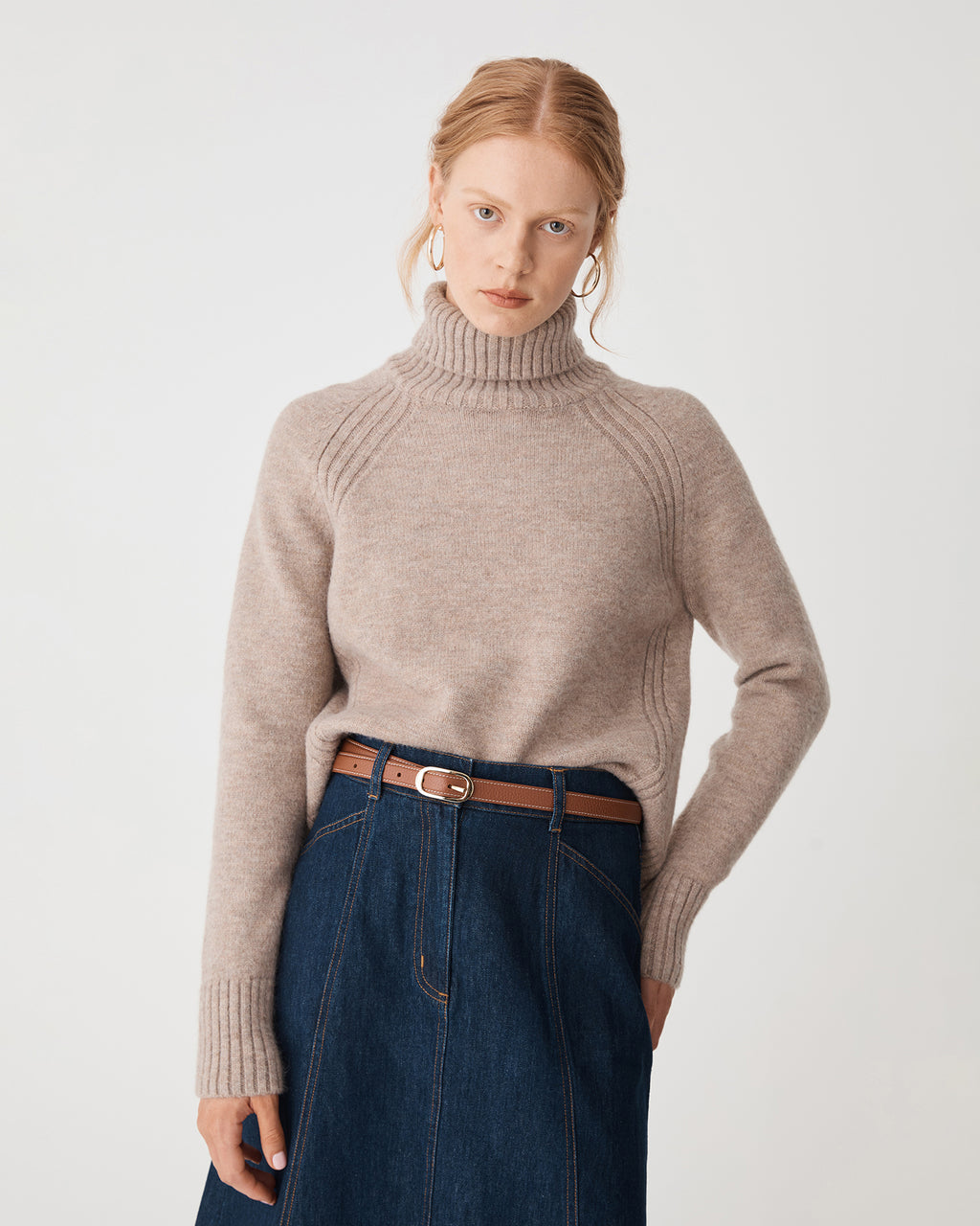 Jada Notch Hem Turtleneck Knit