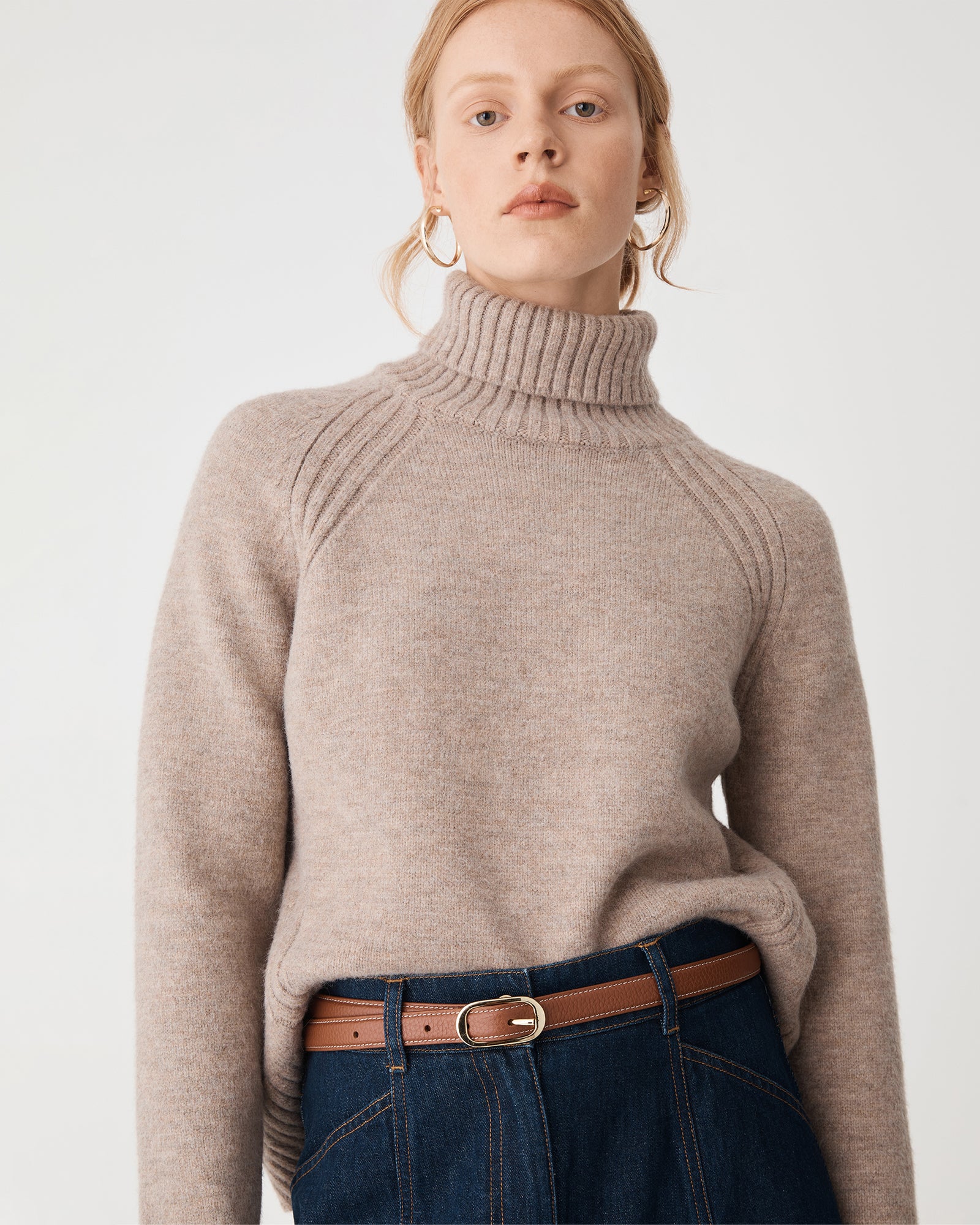 Jada Notch Hem Turtleneck Knit