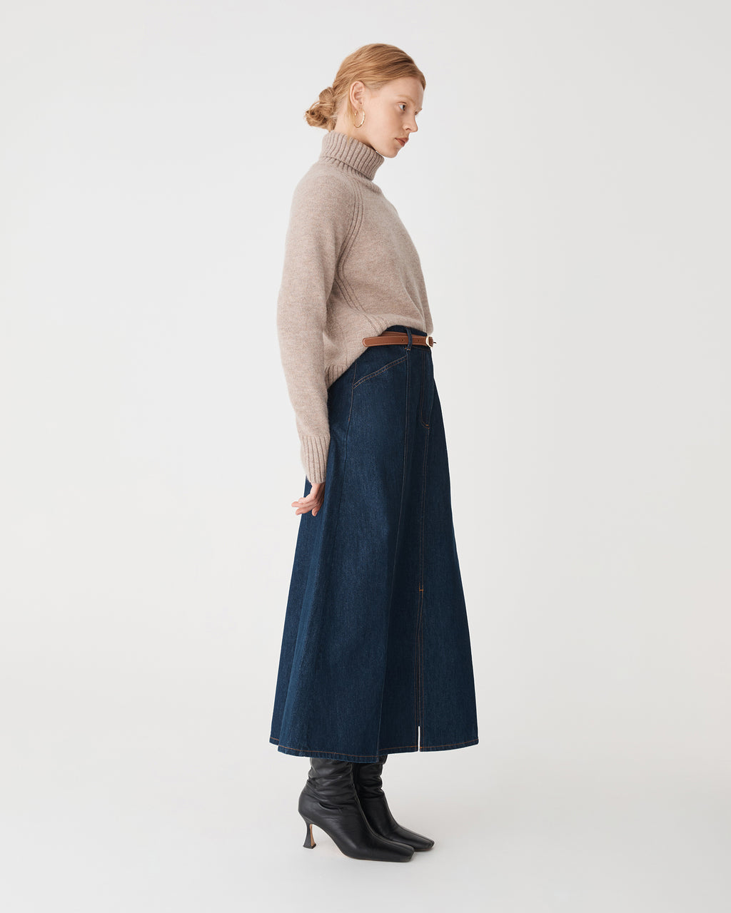 Jada Notch Hem Turtleneck Knit