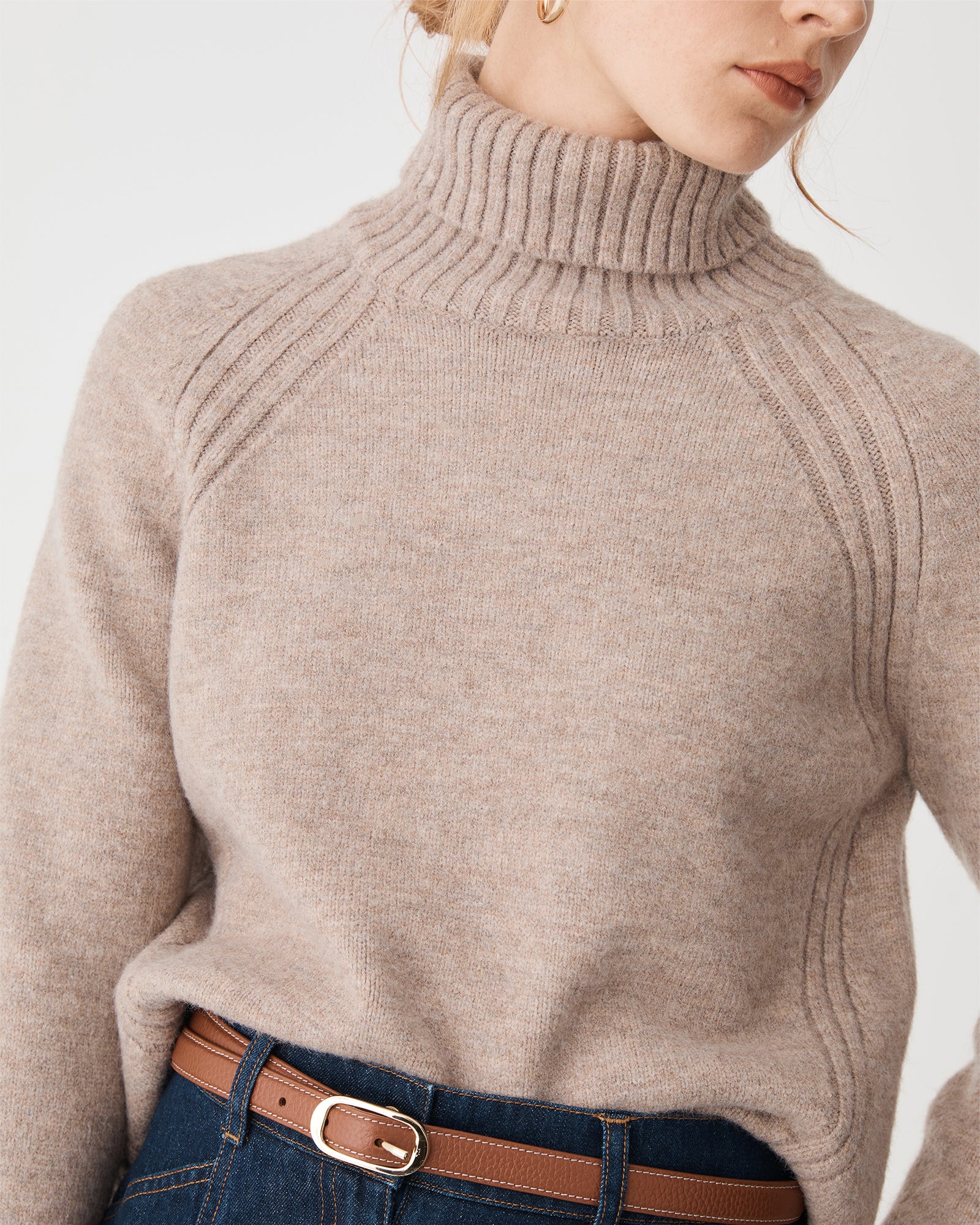 Jada Notch Hem Turtleneck Knit
