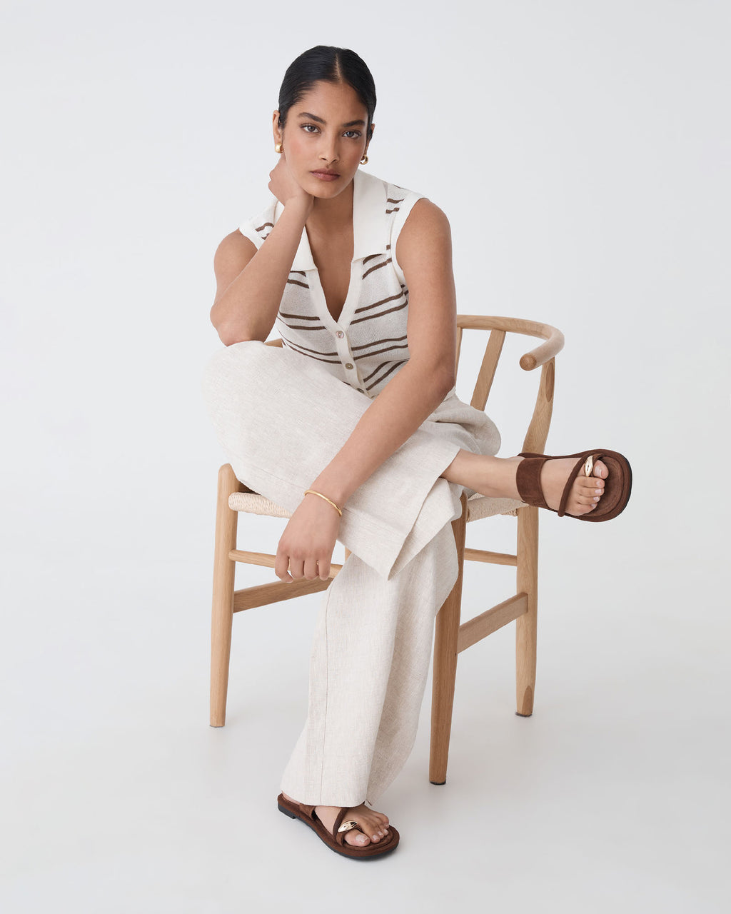 Kaia Striped Collared Top