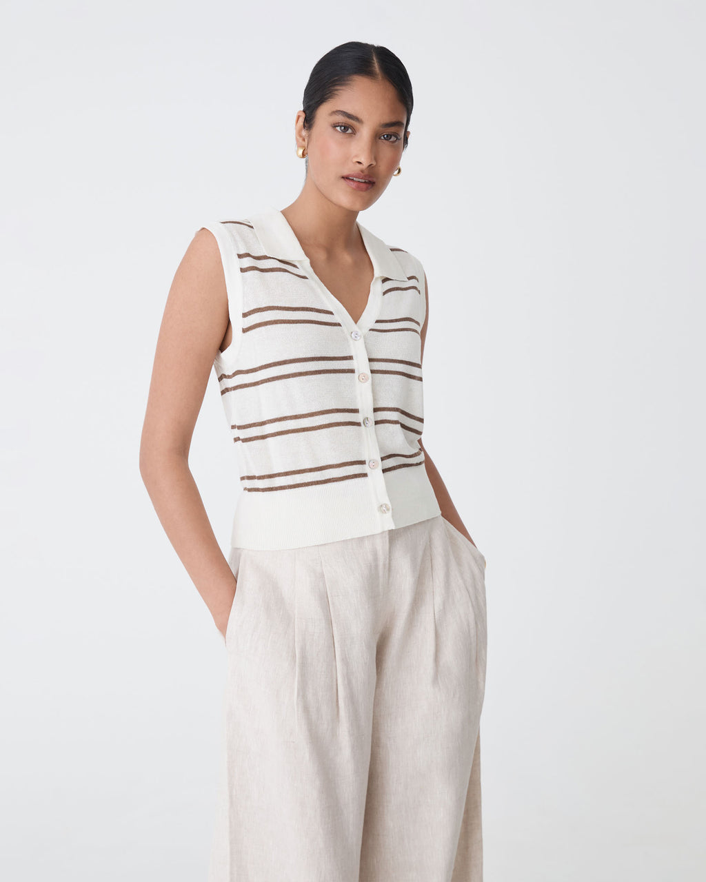 Kaia Striped Collared Top