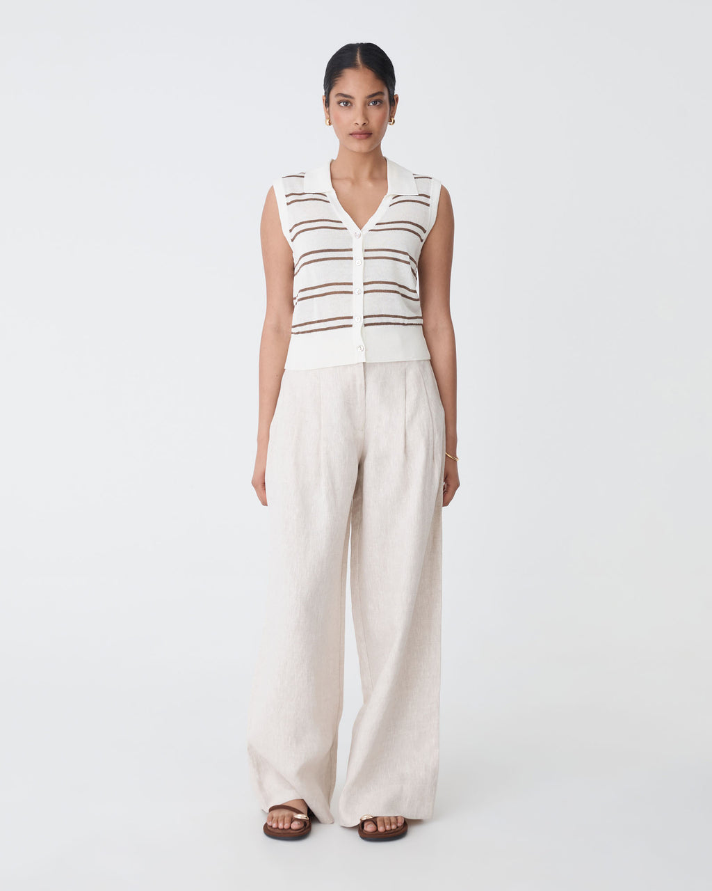Kaia Striped Collared Top