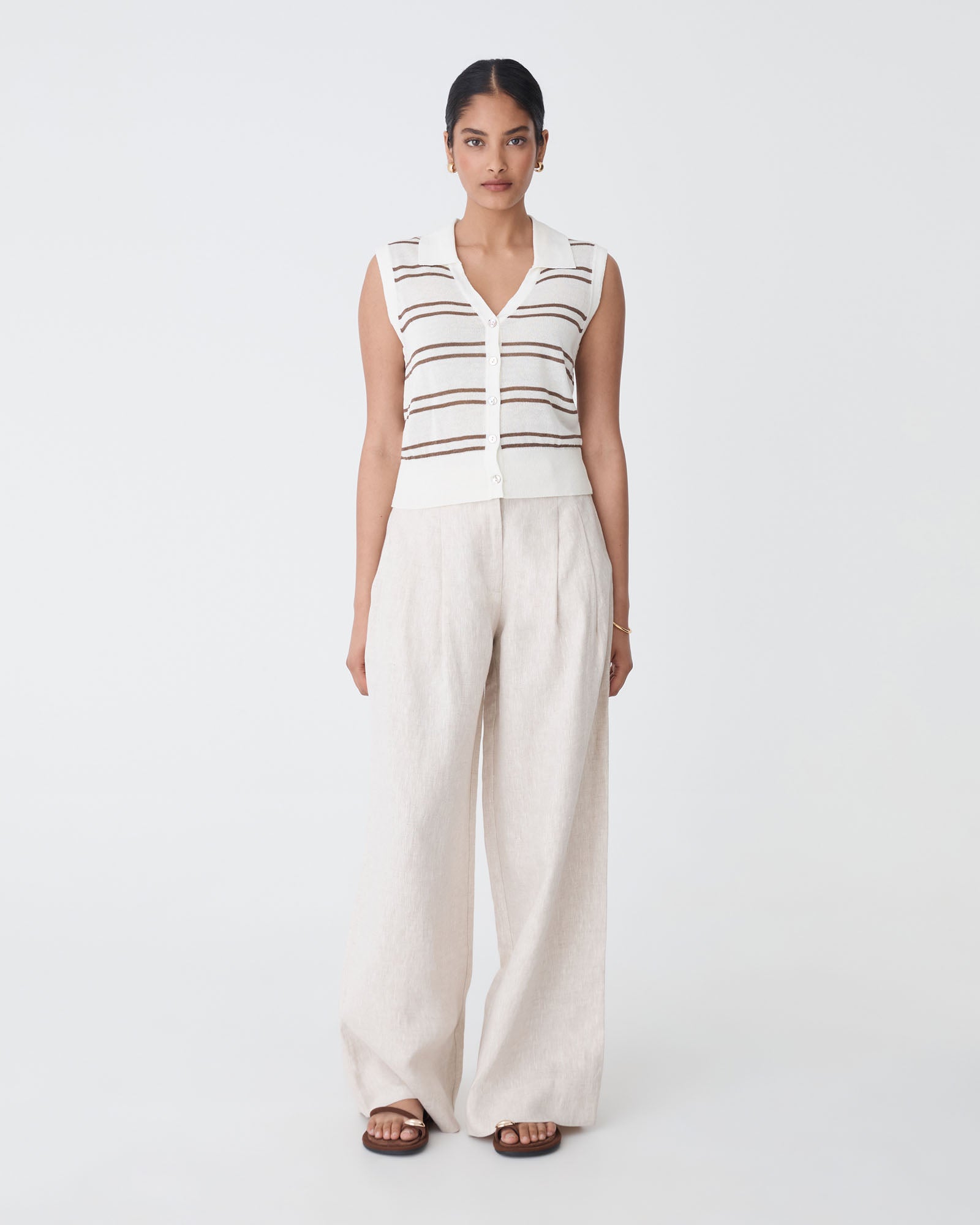 Kaia Striped Collared Top