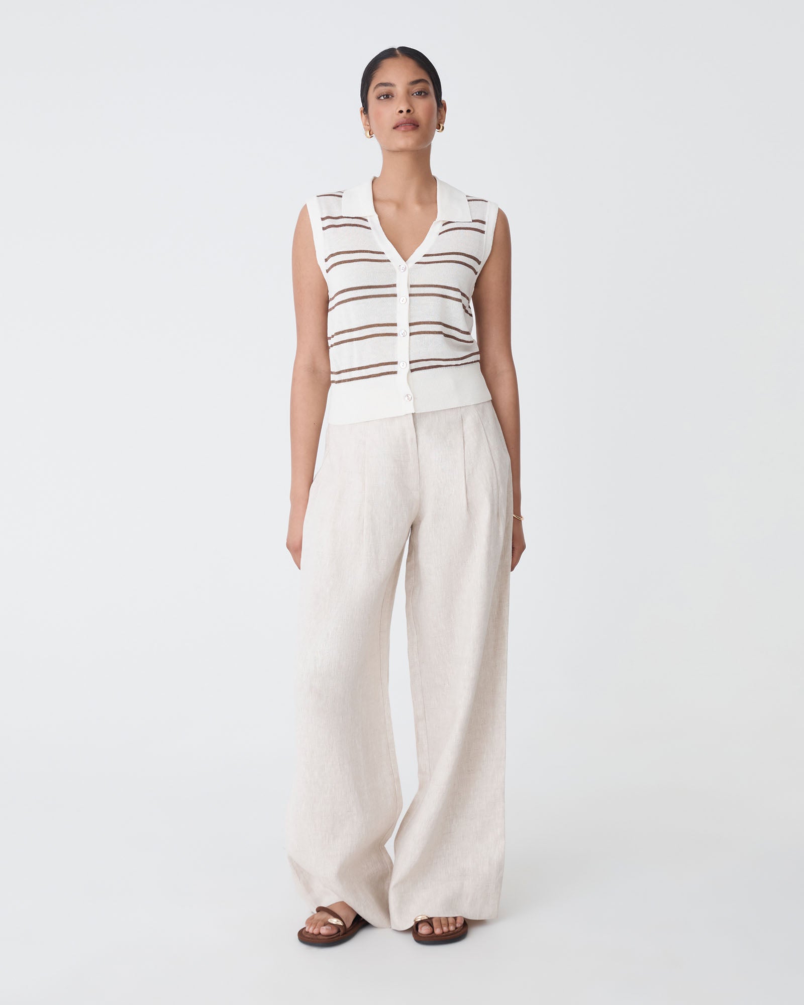 Kaia Striped Collared Top