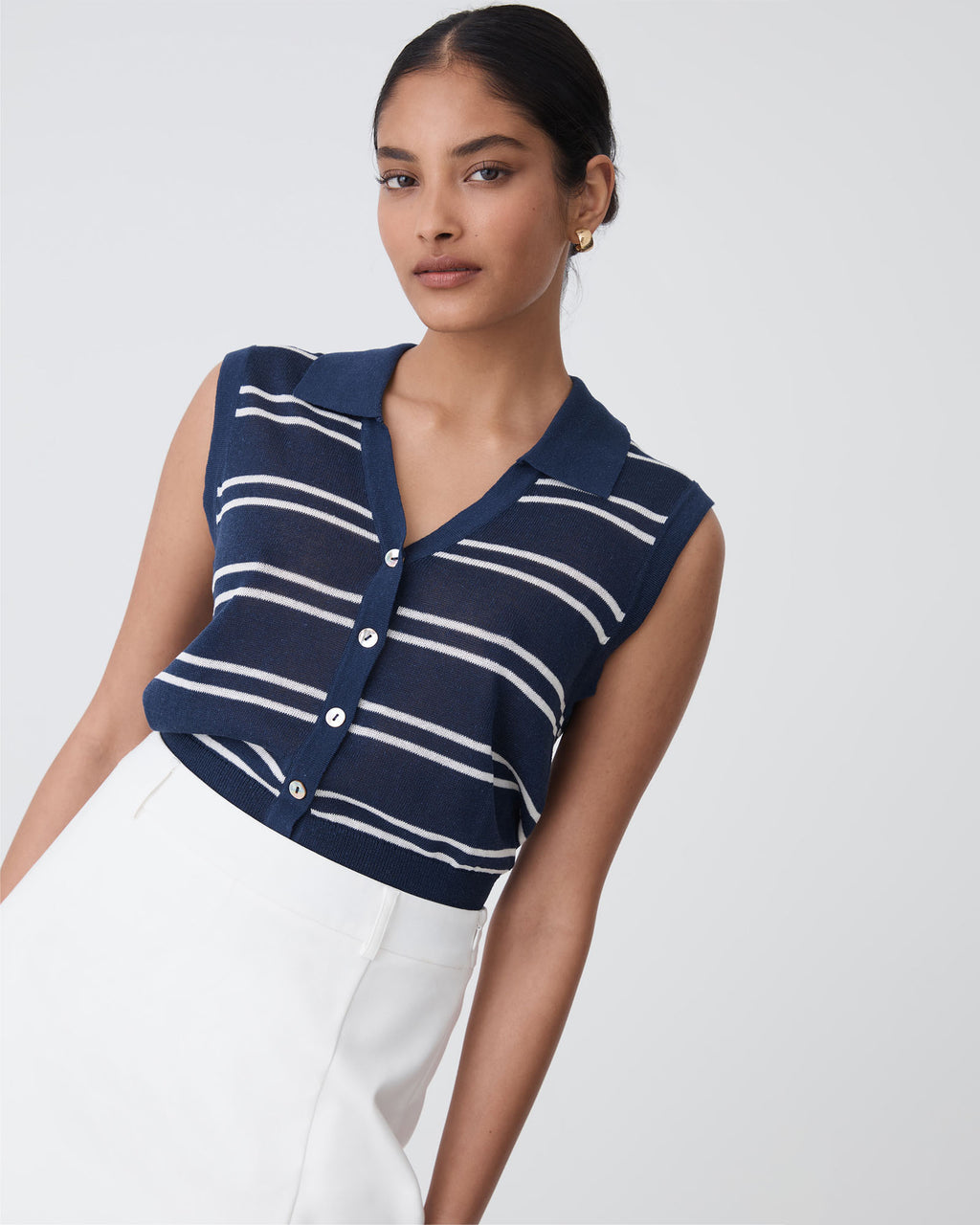 Kaia Striped Collared Top