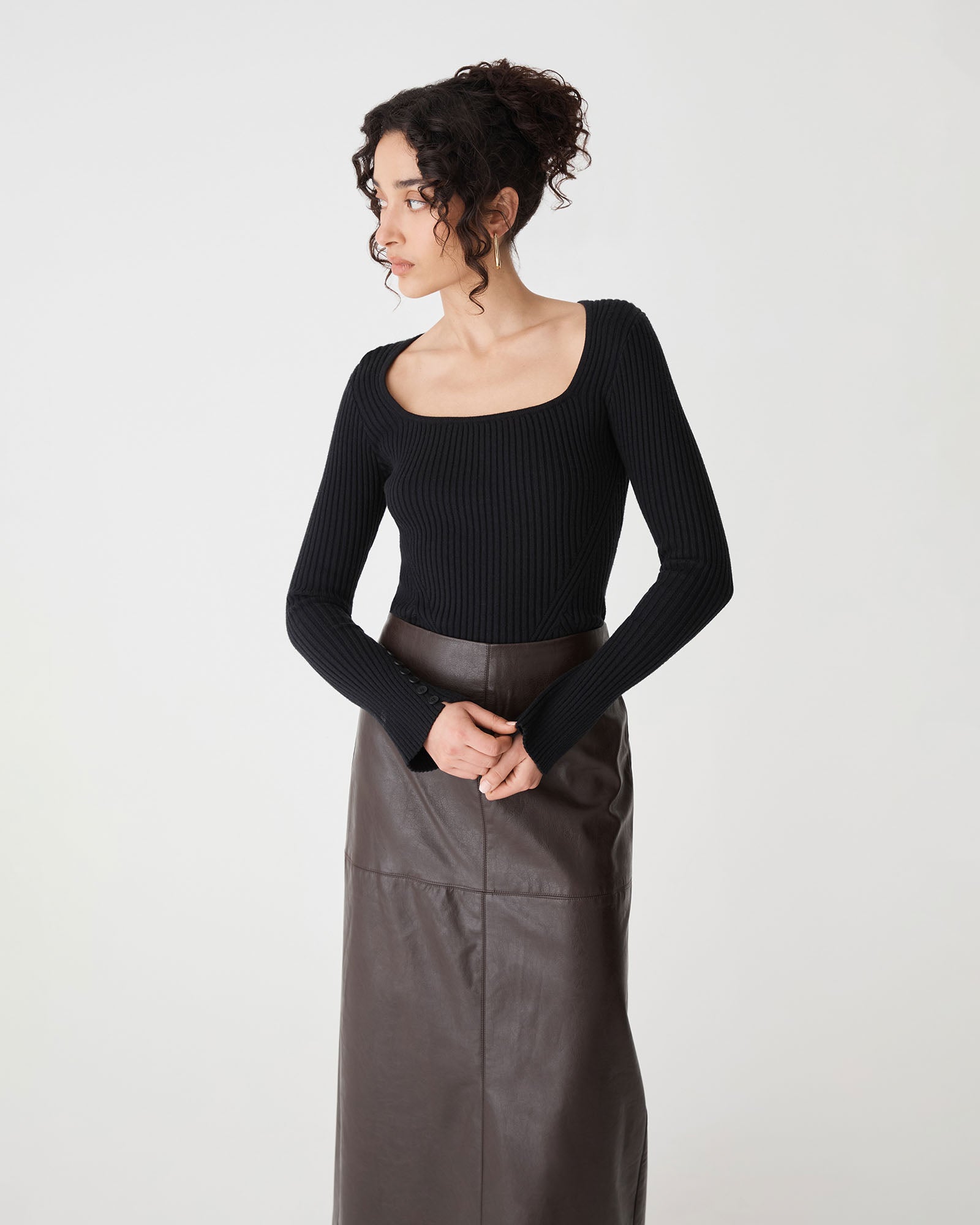 Zahlia Square Neck Rib Knit