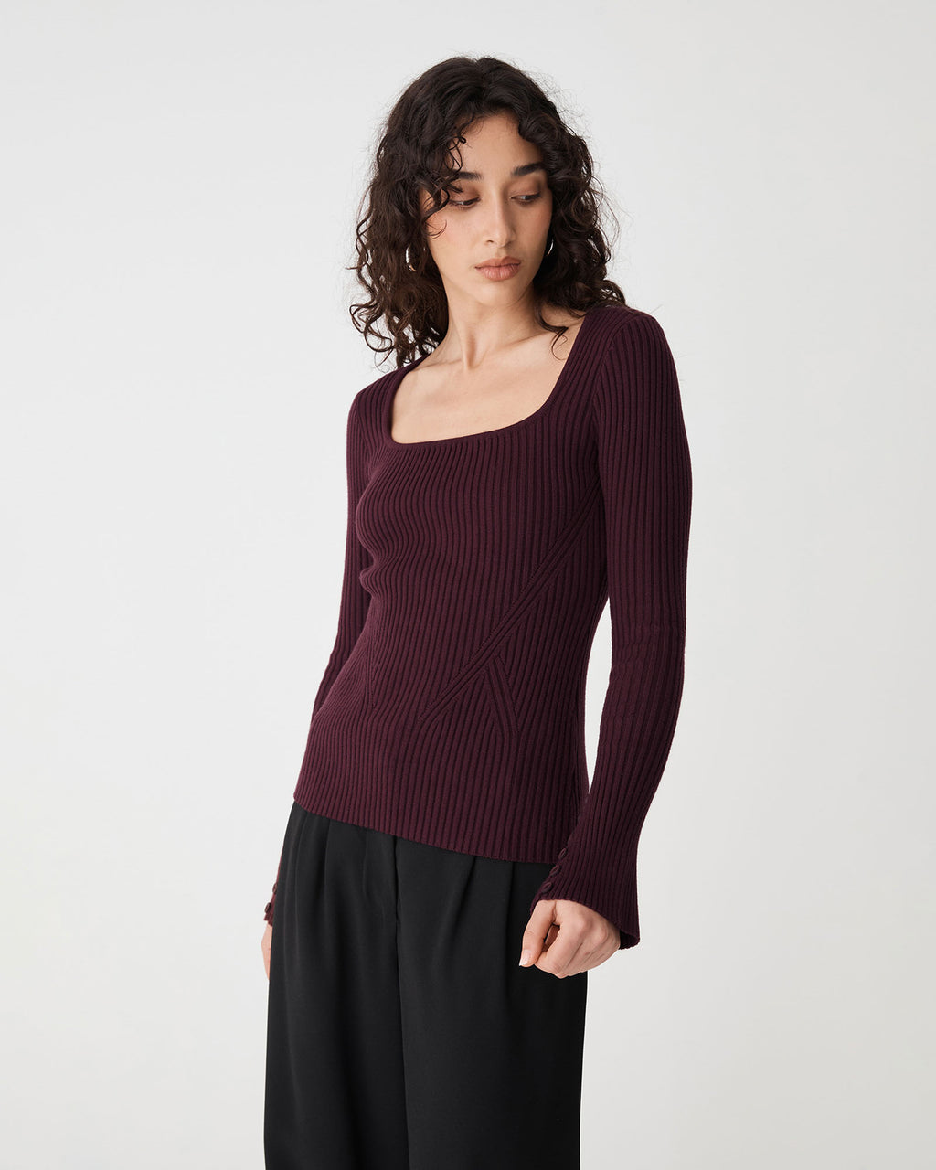 Zahlia Square Neck Rib Knit