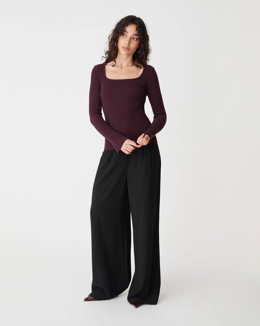 Zahlia Square Neck Rib Knit