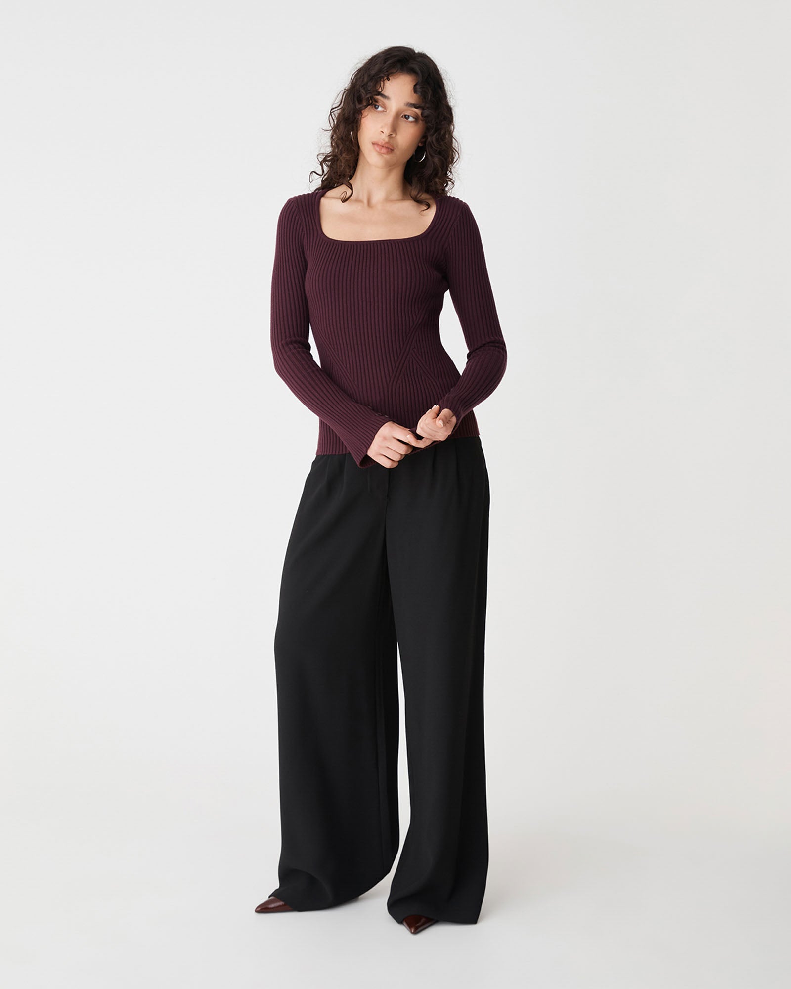 Zahlia Square Neck Rib Knit