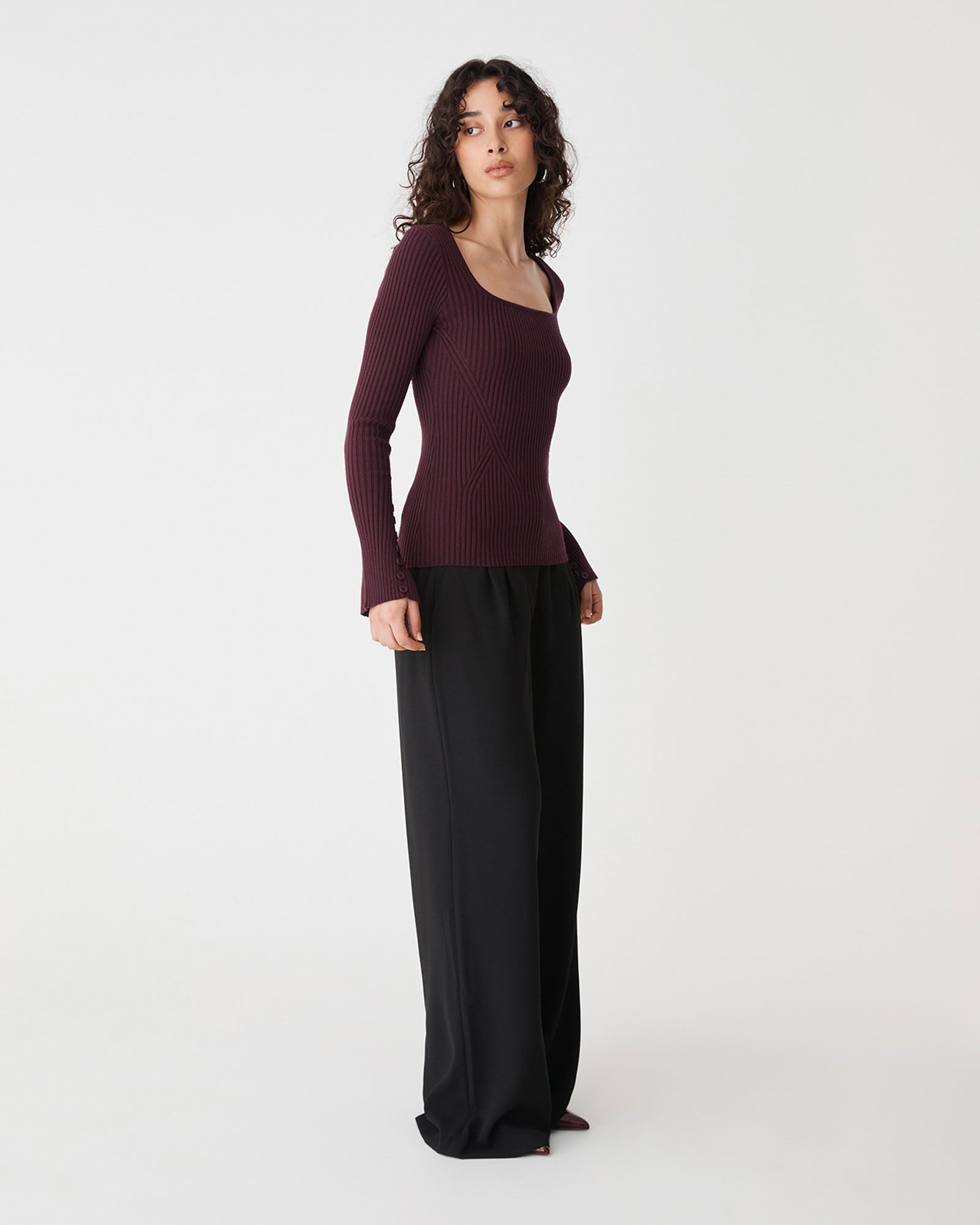Zahlia Square Neck Rib Knit