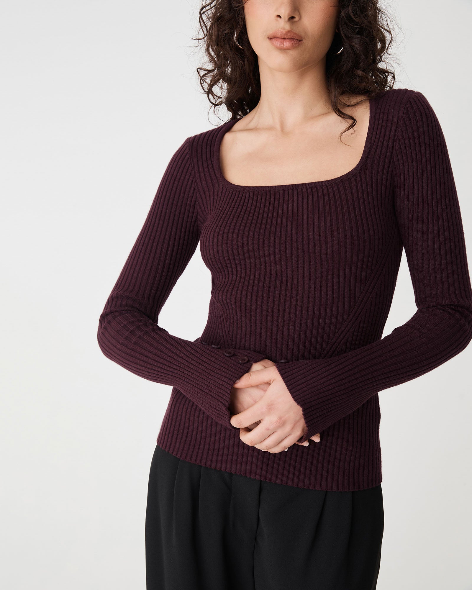Zahlia Square Neck Rib Knit
