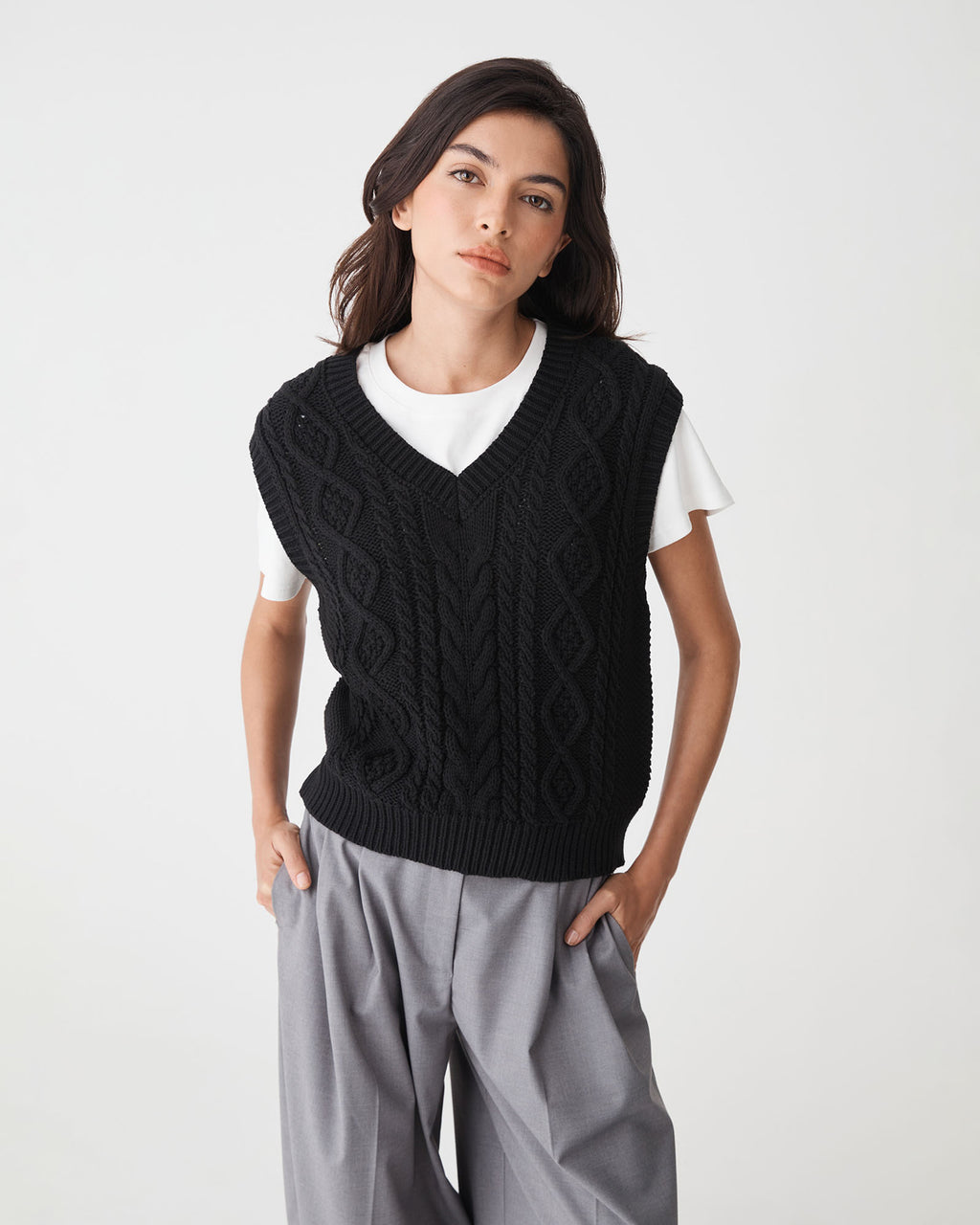 Poppy Sleeveless Cable Knit