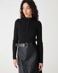Inez Mock Neck Henley Knit