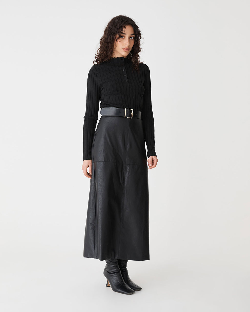 Inez Mock Neck Henley Knit