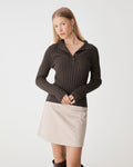 Inez Mock Neck Henley Knit