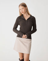 Inez Mock Neck Henley Knit