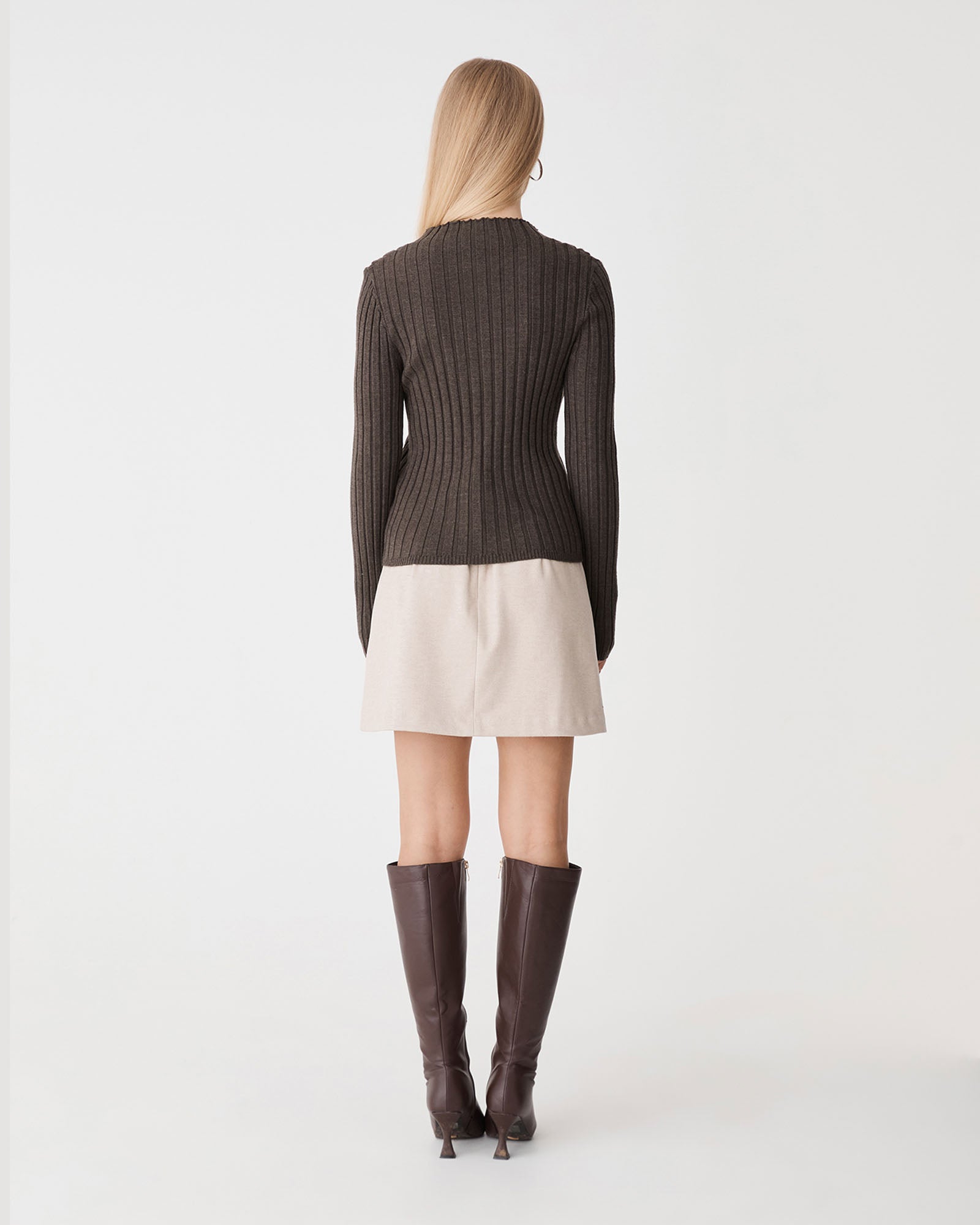 Inez Mock Neck Henley Knit