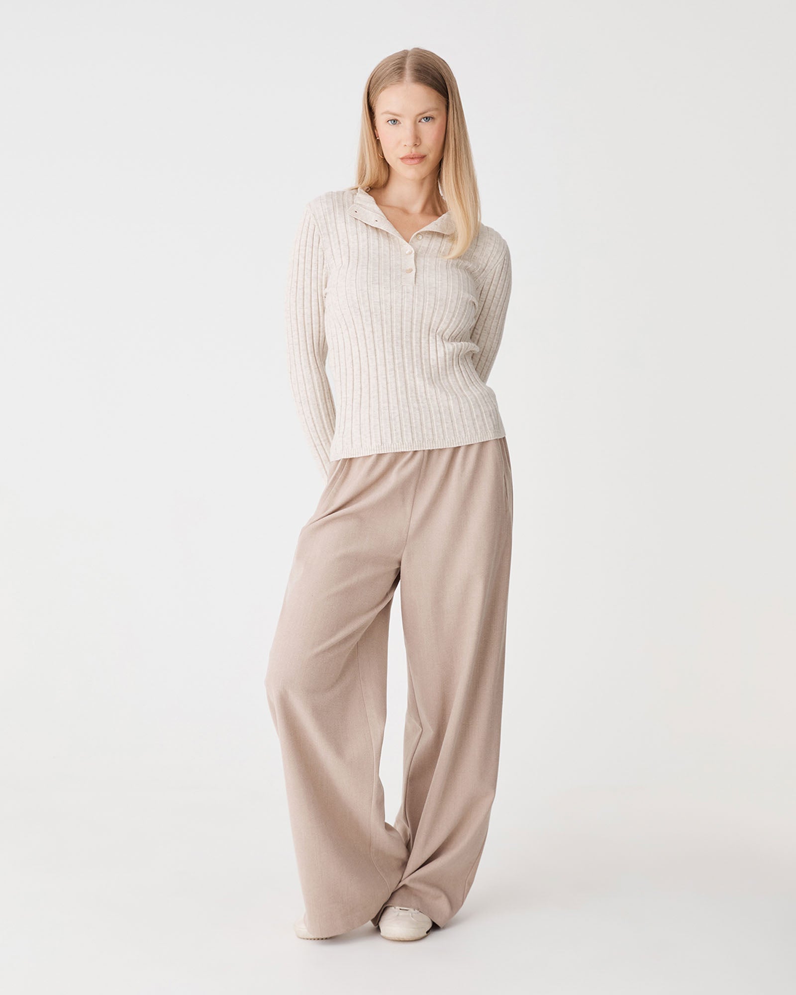 Inez Mock Neck Henley Knit