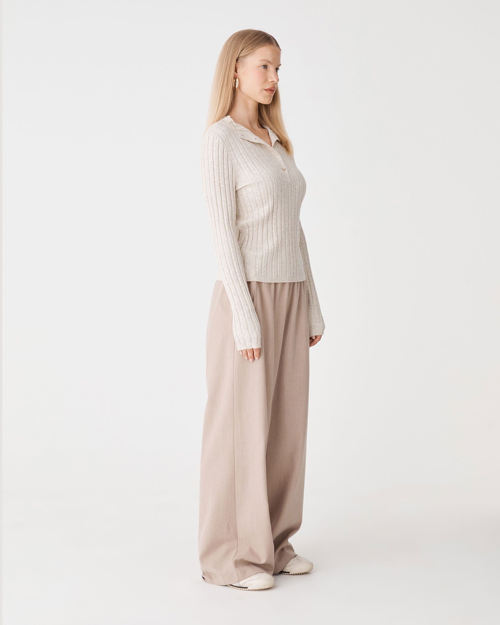 Inez Mock Neck Henley Knit