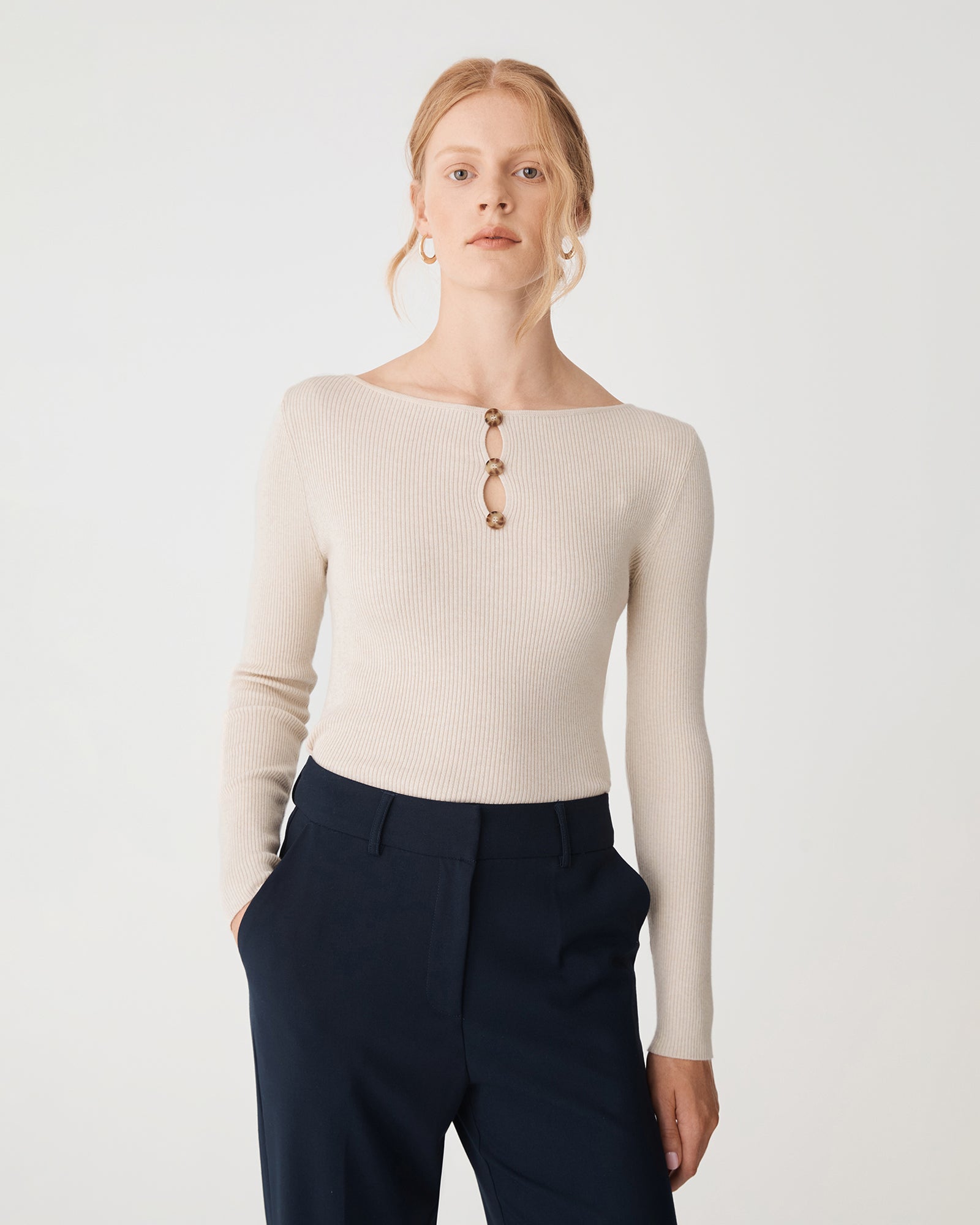Logan Button Keyhole Rib Knit