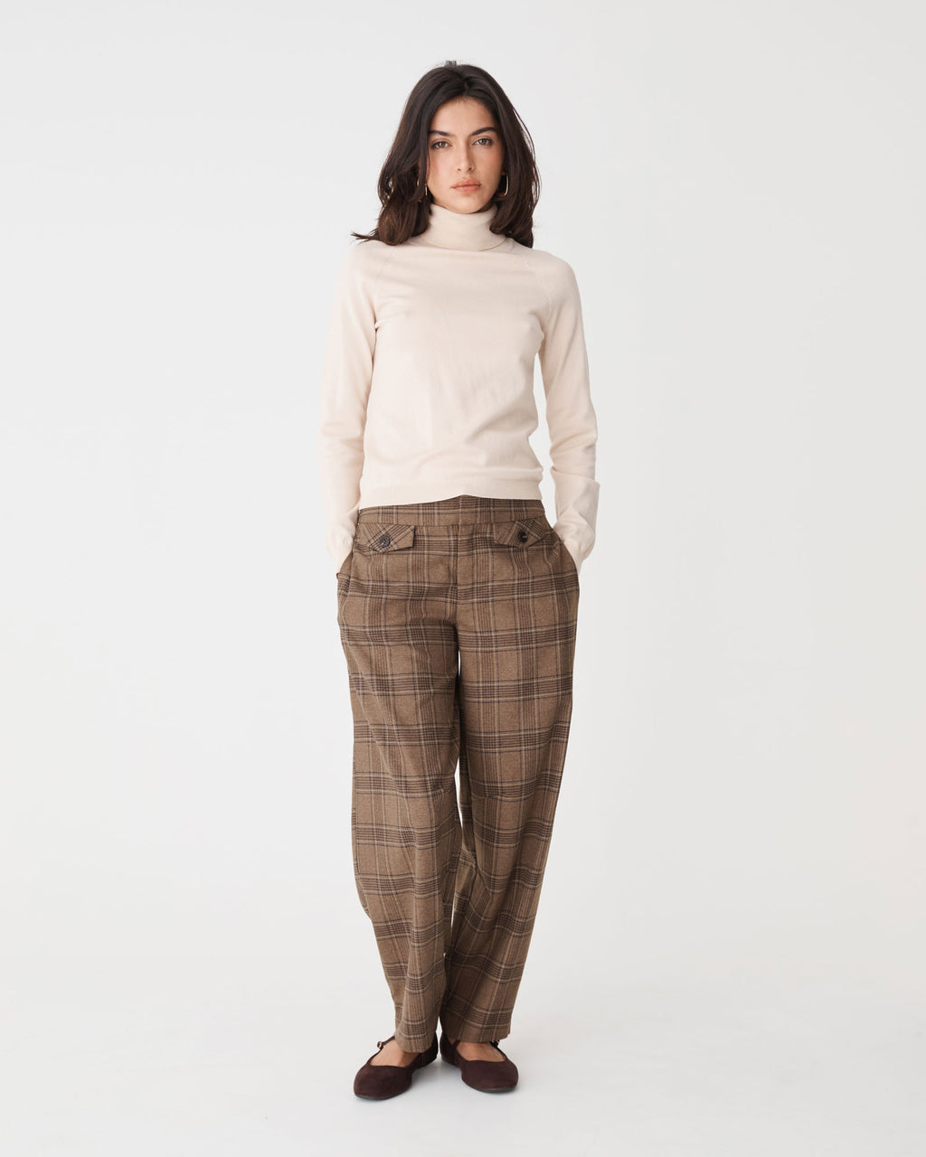 Lani Barrel Leg Check Pants