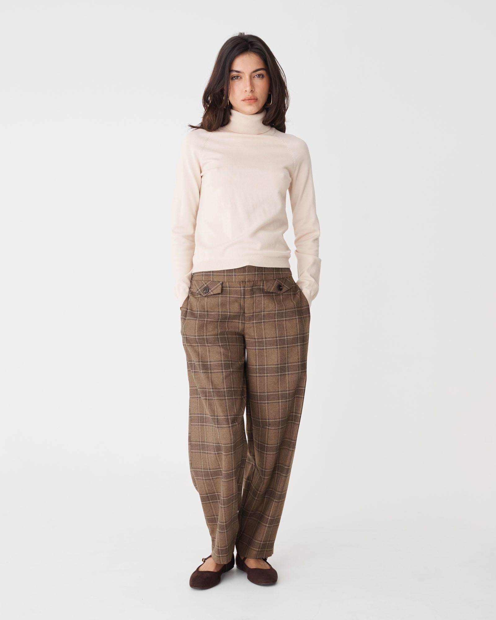 Lani Barrel Leg Check Pants