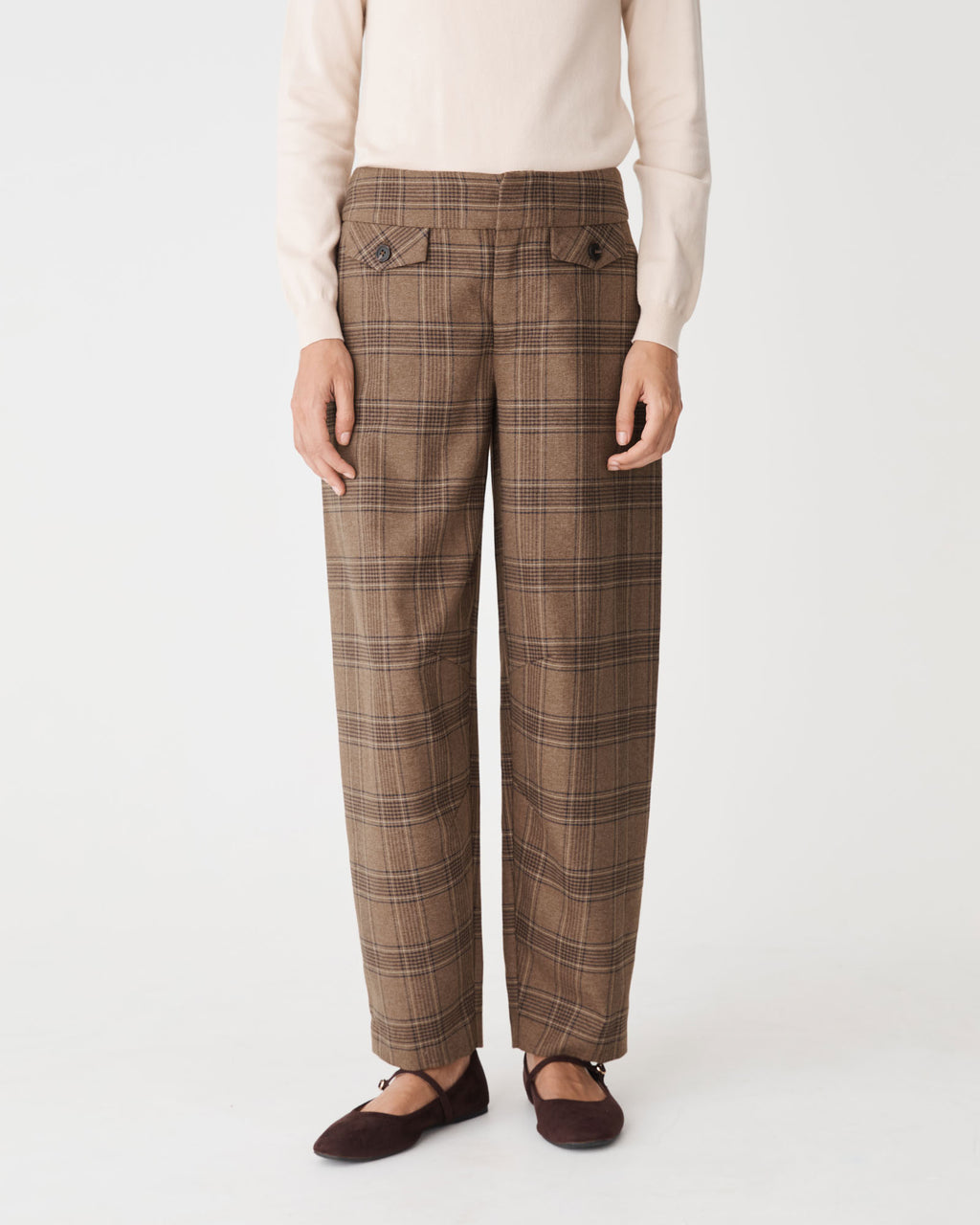 Lani Barrel Leg Check Pants