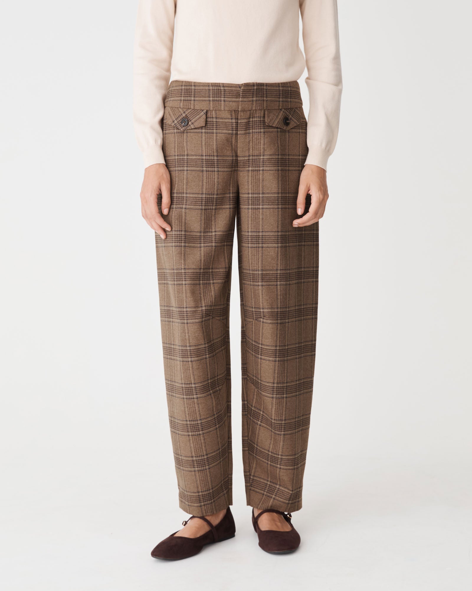 Lani Barrel Leg Check Pants