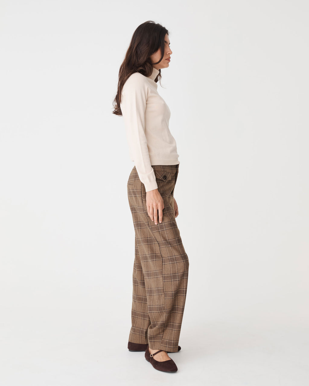 Lani Barrel Leg Check Pants
