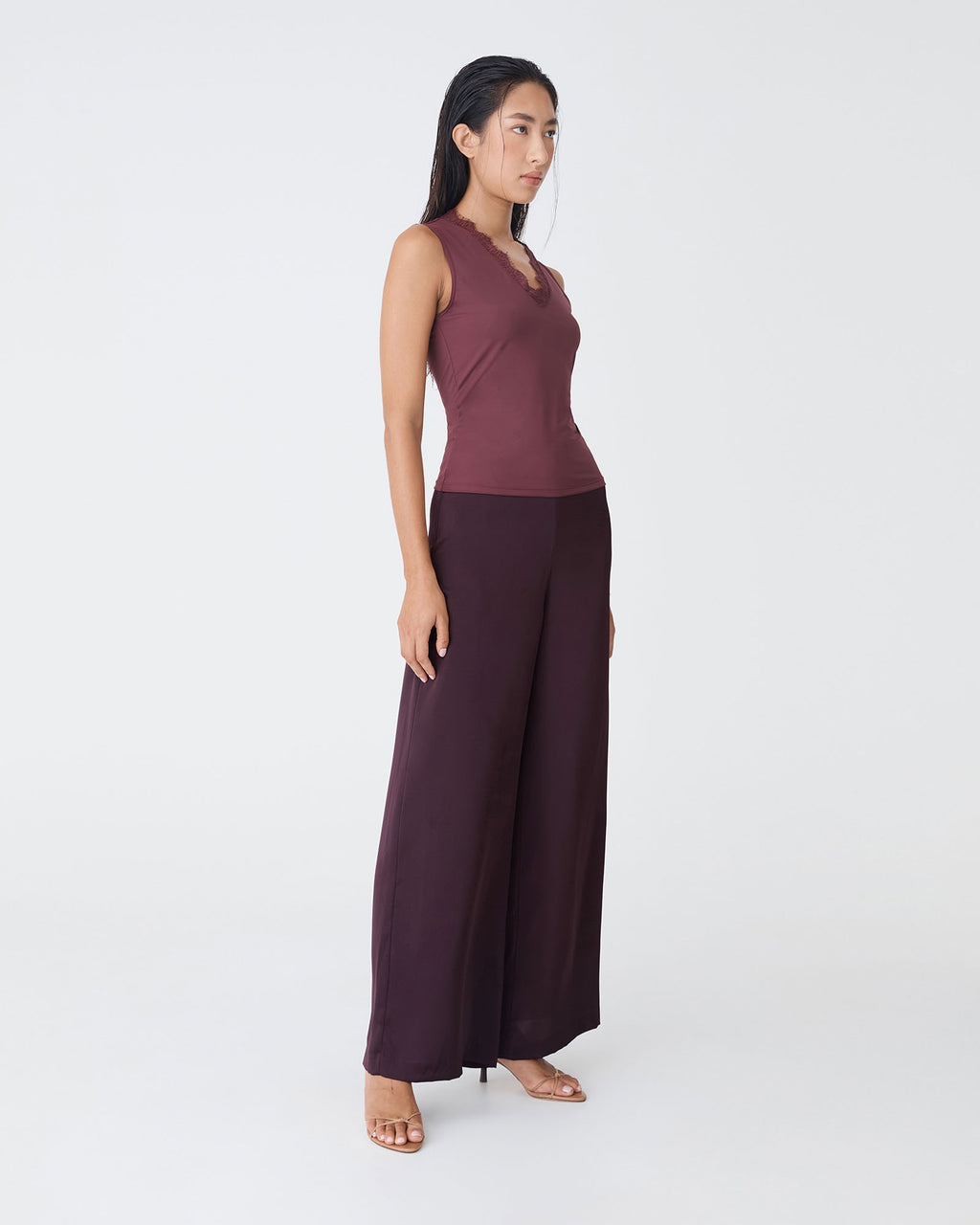 Asma Satin Wide Leg Pants