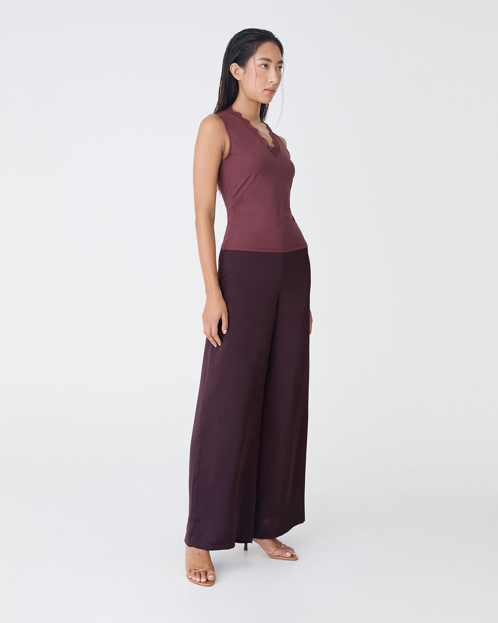 Asma Satin Wide Leg Pants