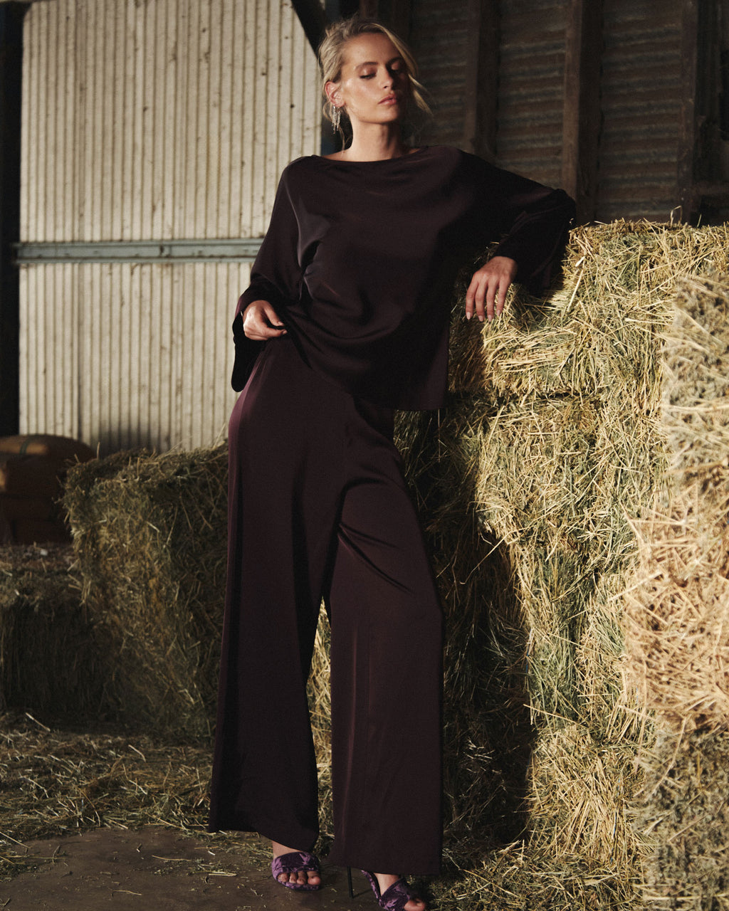 Asma Satin Wide Leg Pants