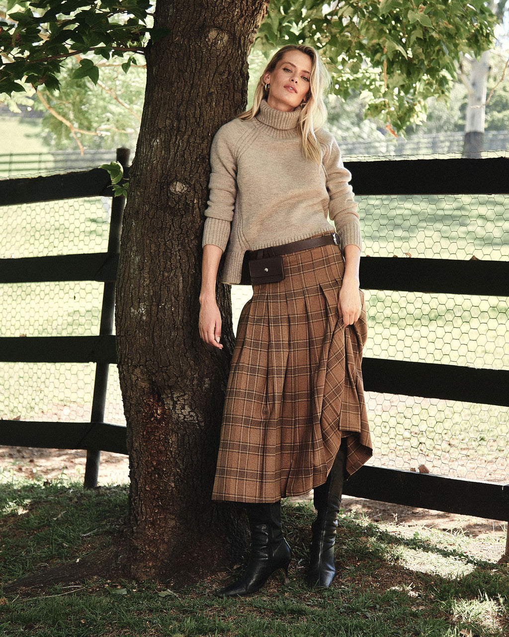 Lani Pleated Check Skirt