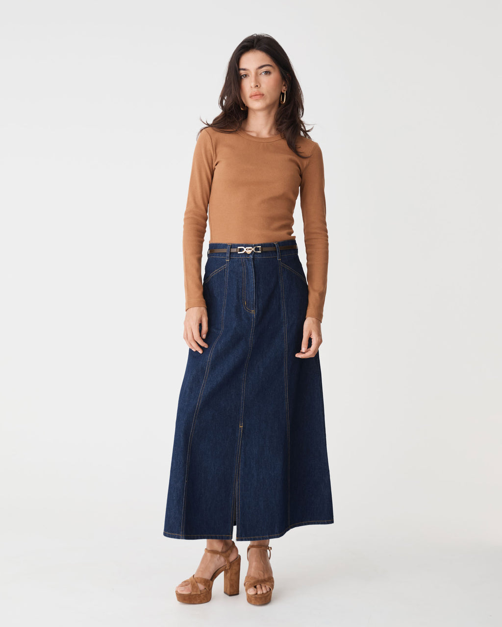 Nancy Panelled Denim Skirt