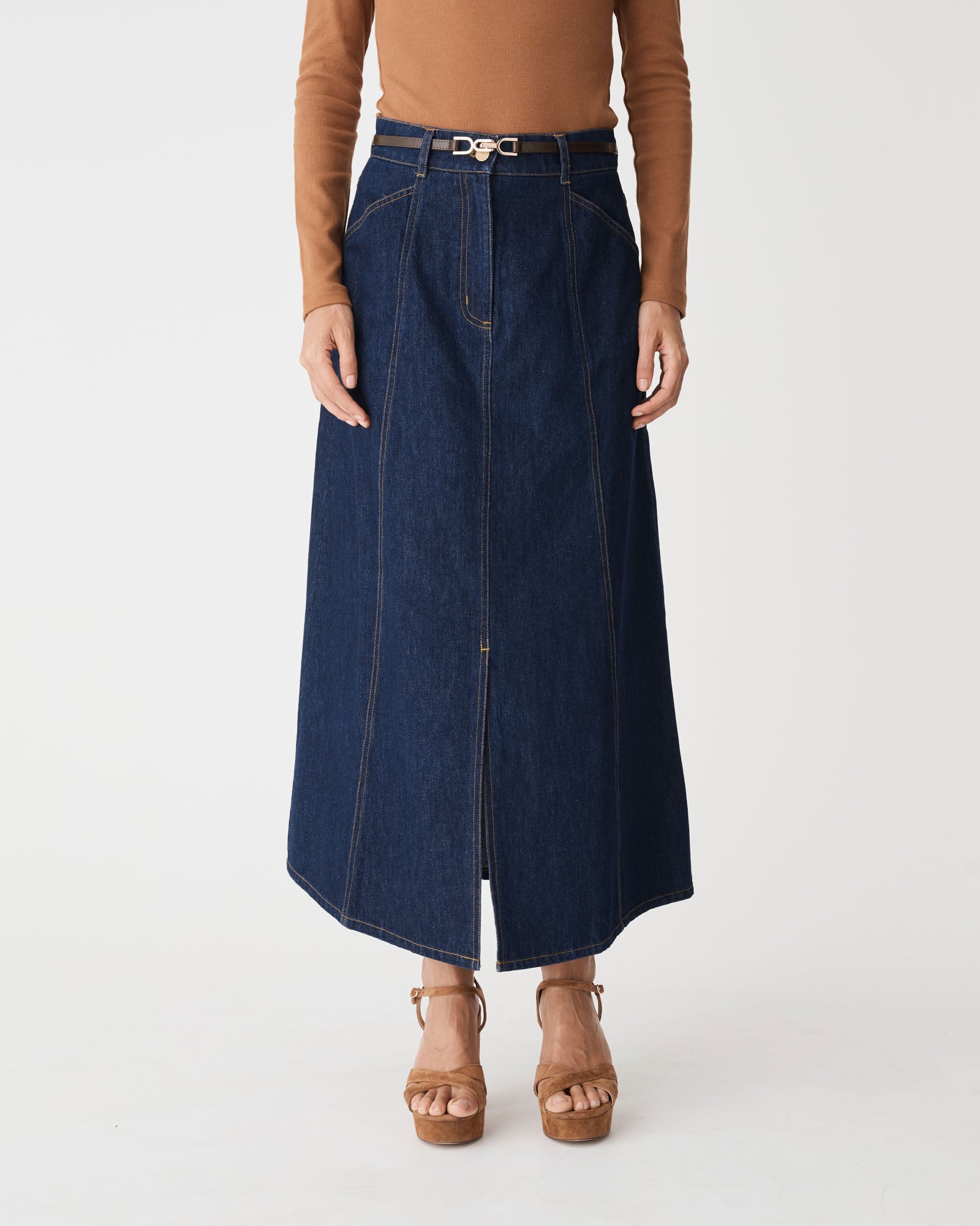 Nancy Panelled Denim Skirt