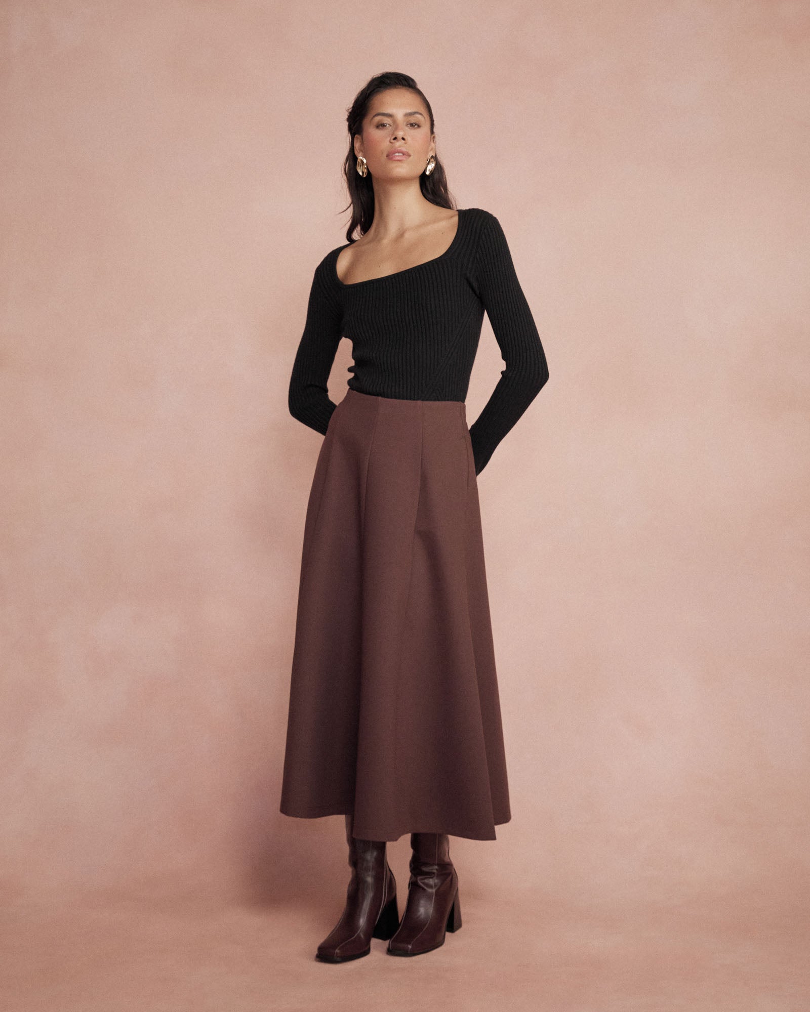 Janice A-Line Ponte Skirt