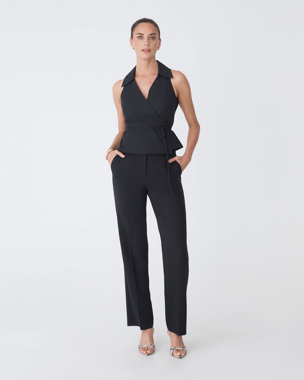 Layla Collared Wrap Top