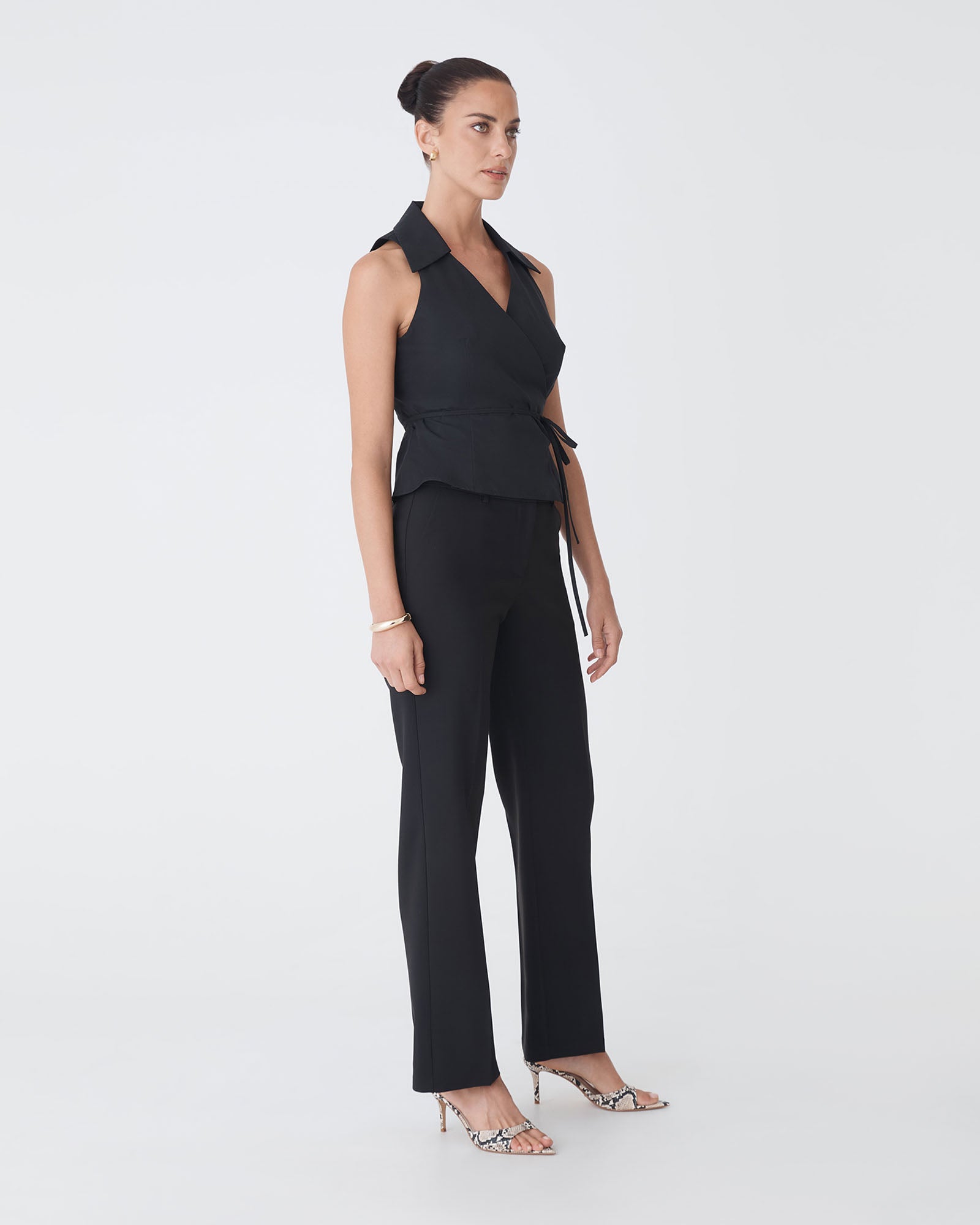 Layla Collared Wrap Top