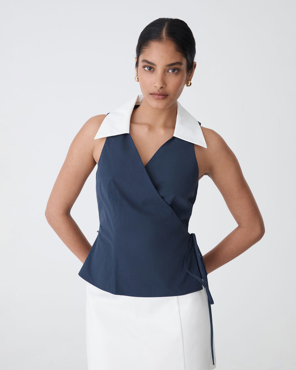 Layla Collared Wrap Top