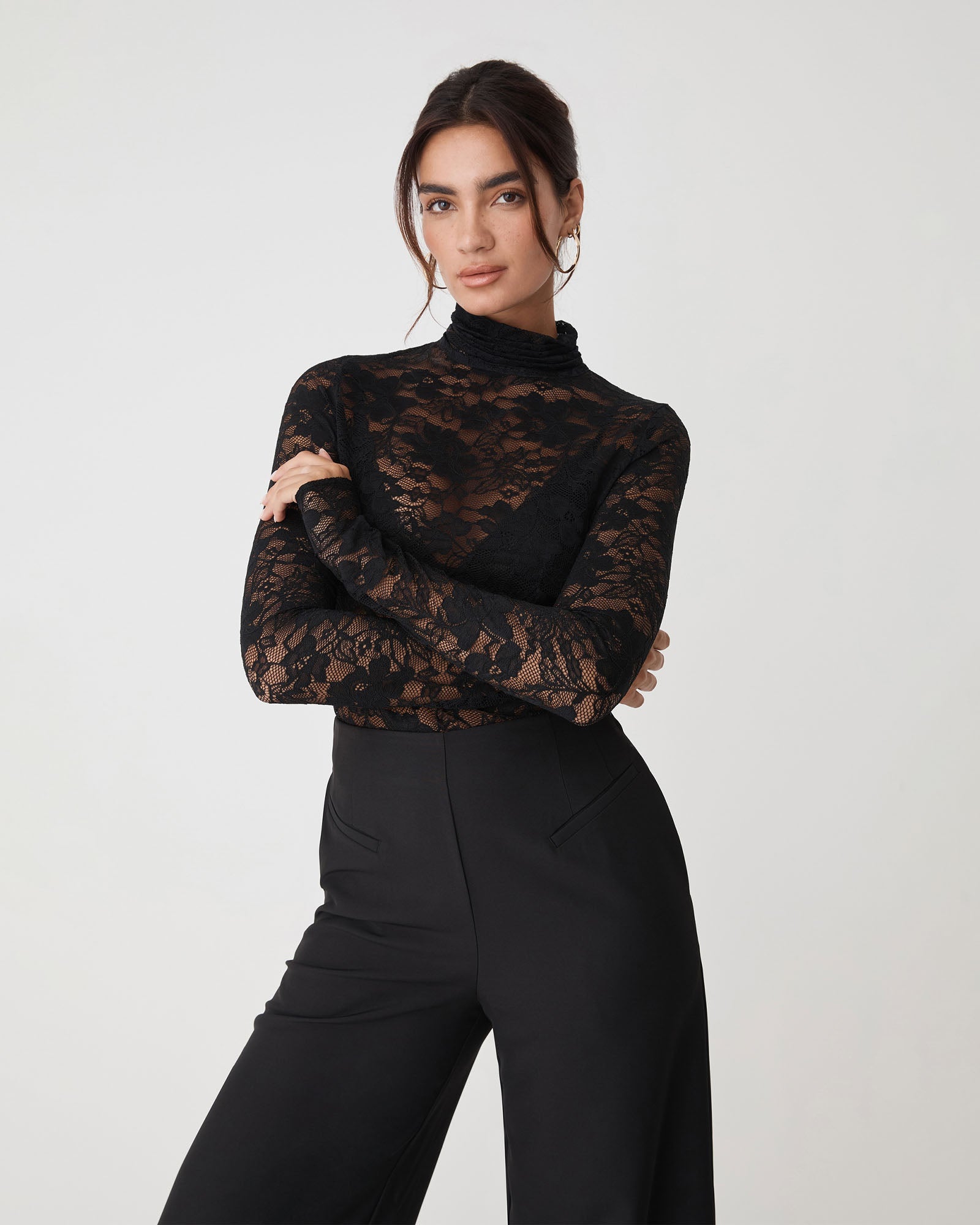 Torin Lace Turtleneck Top