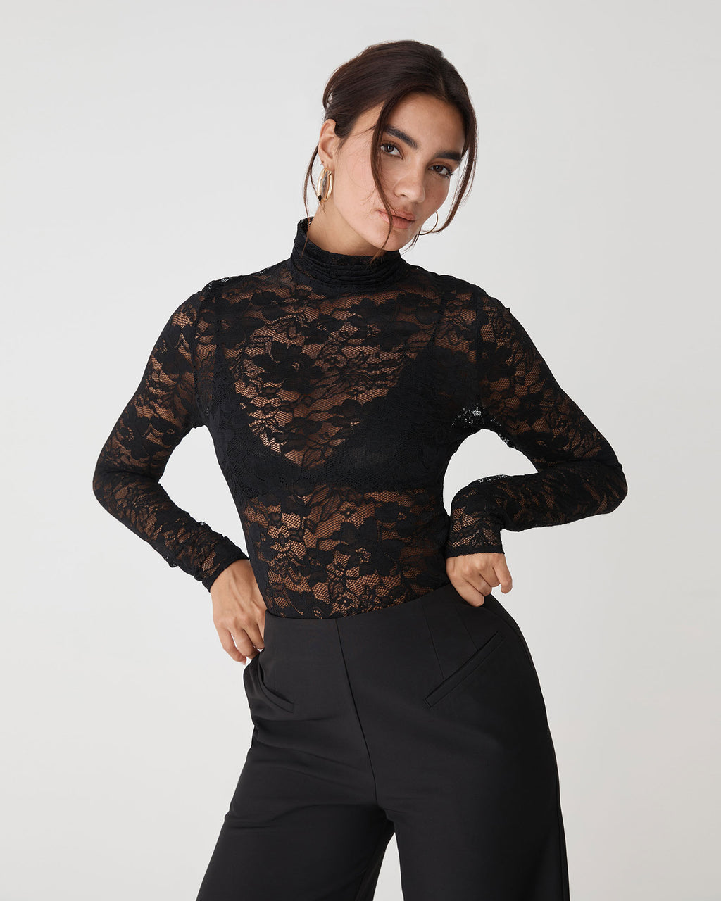 Torin Lace Turtleneck Top