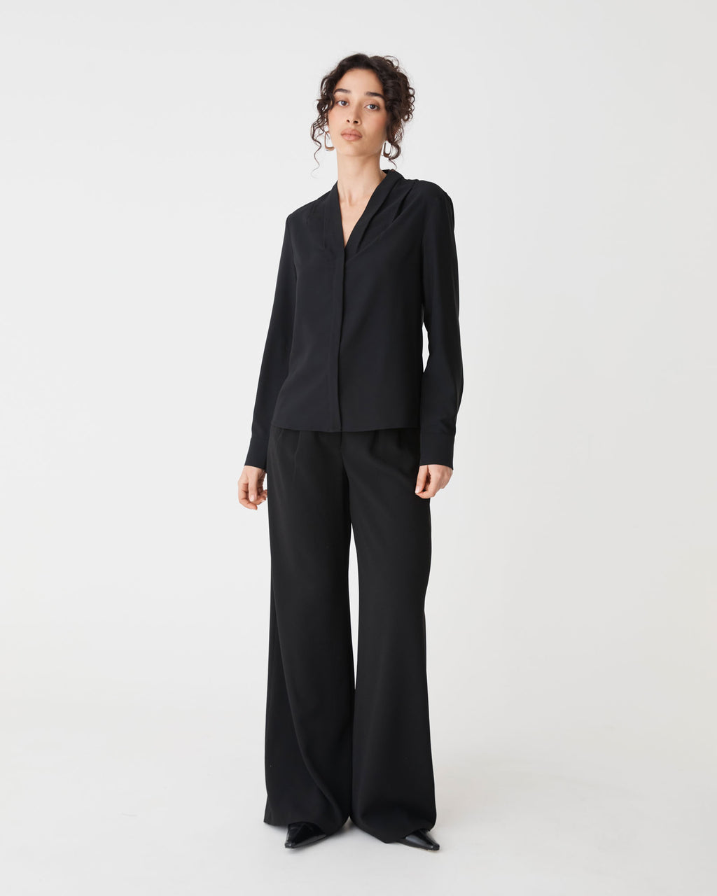 Claudia Pleat Neck Blouse
