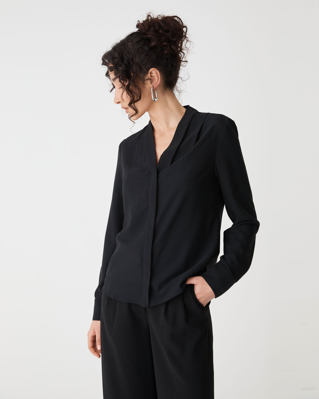 Claudia Pleat Neck Blouse