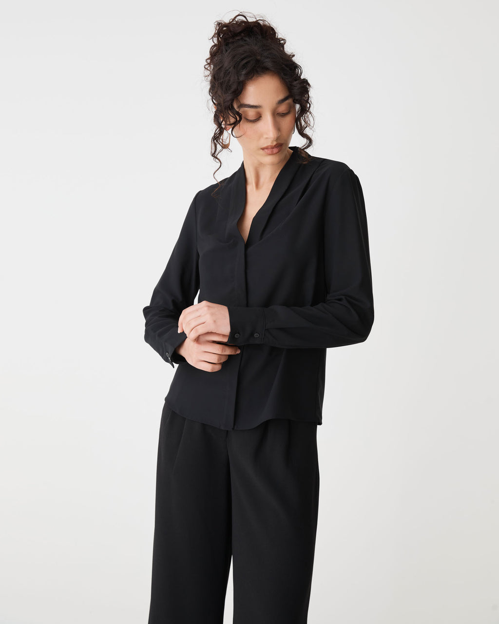 Claudia Pleat Neck Blouse