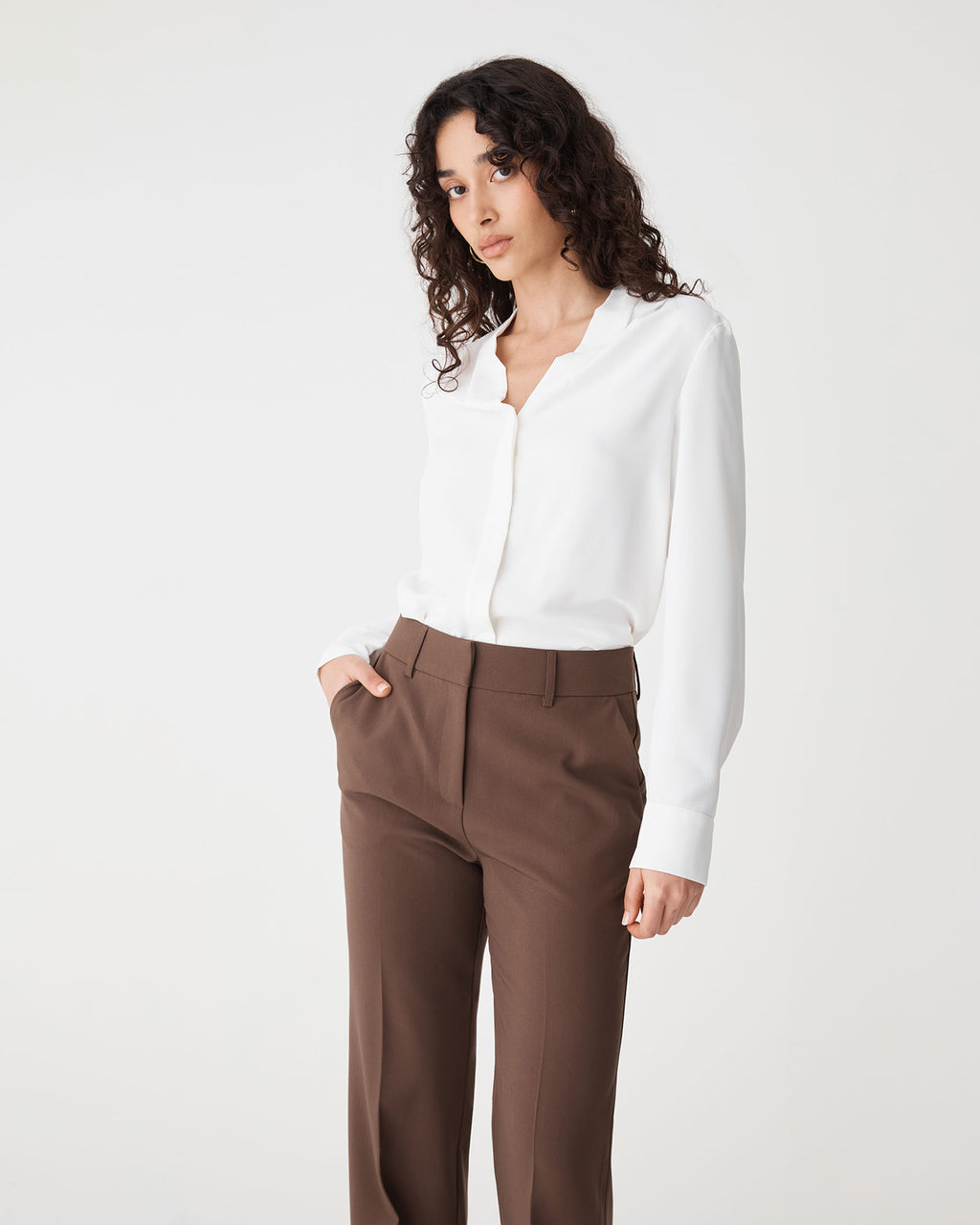 Claudia Pleat Neck Blouse